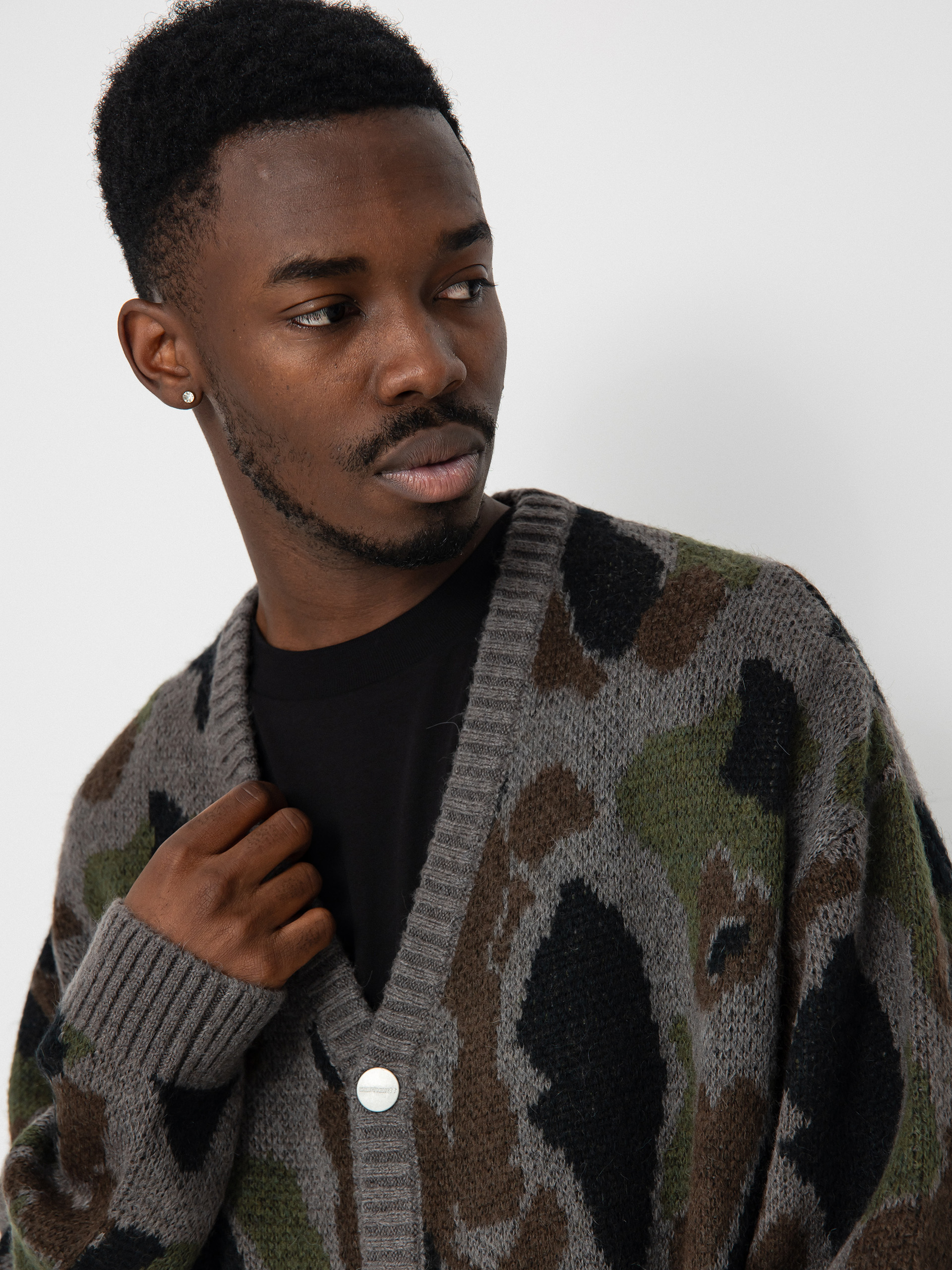 Sveter Carhartt WIP Merton Cardigan (camo duck jacquard/grey)