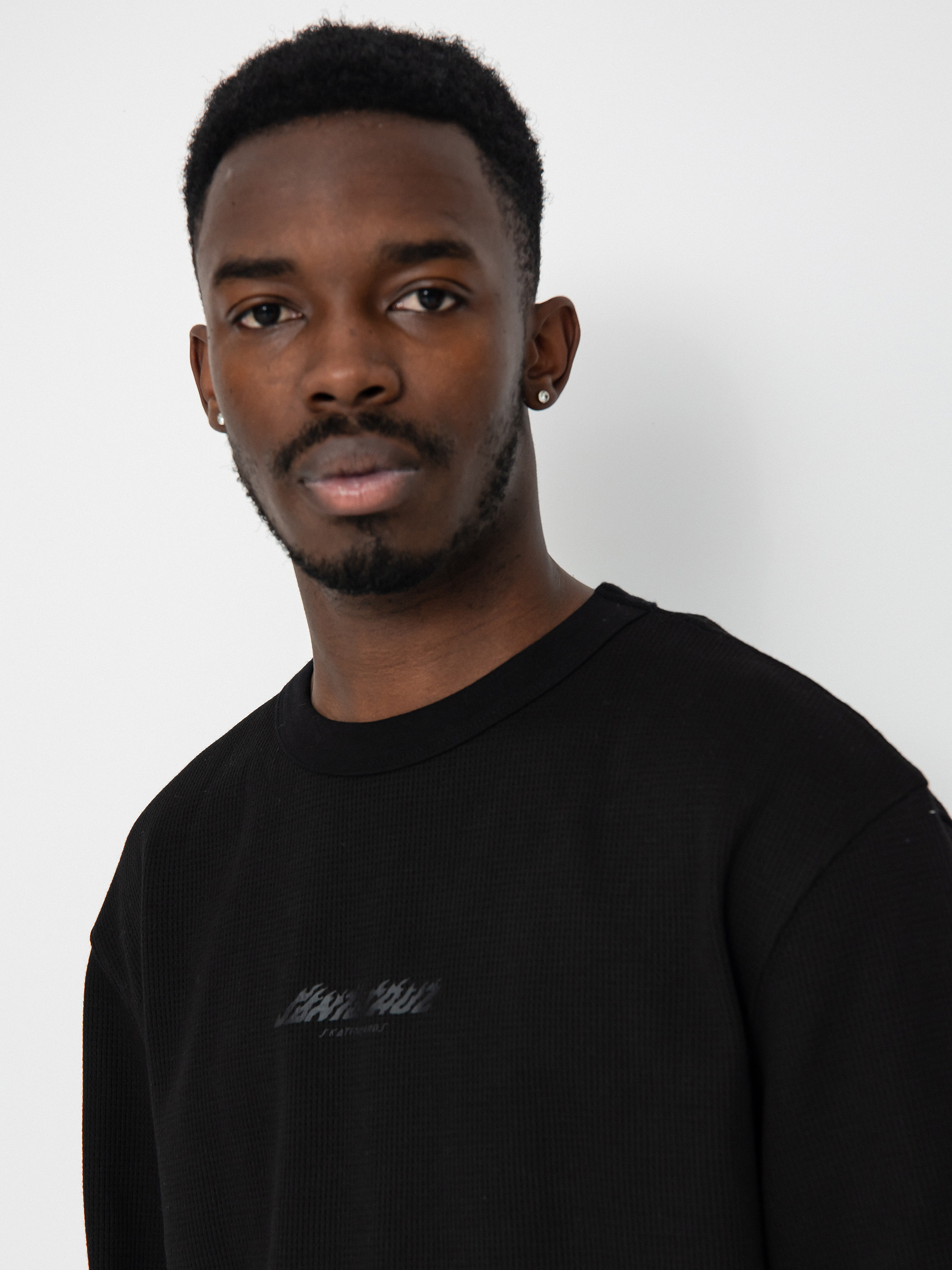 Triko Santa Cruz Flame Strip Waffle (black)