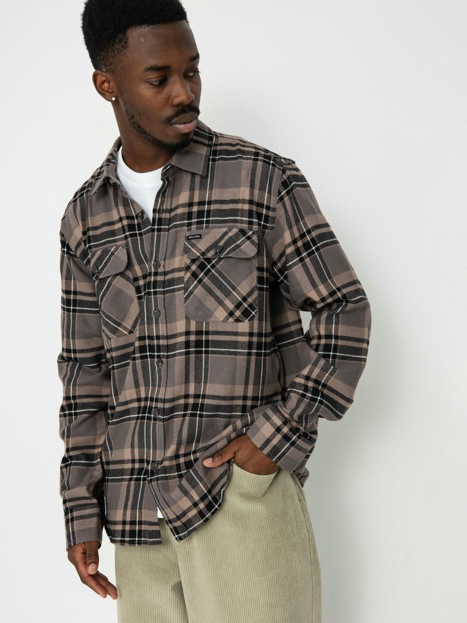 Košeľa Brixton Bowery Flannel Ls (charcoal/black/cinder grey)