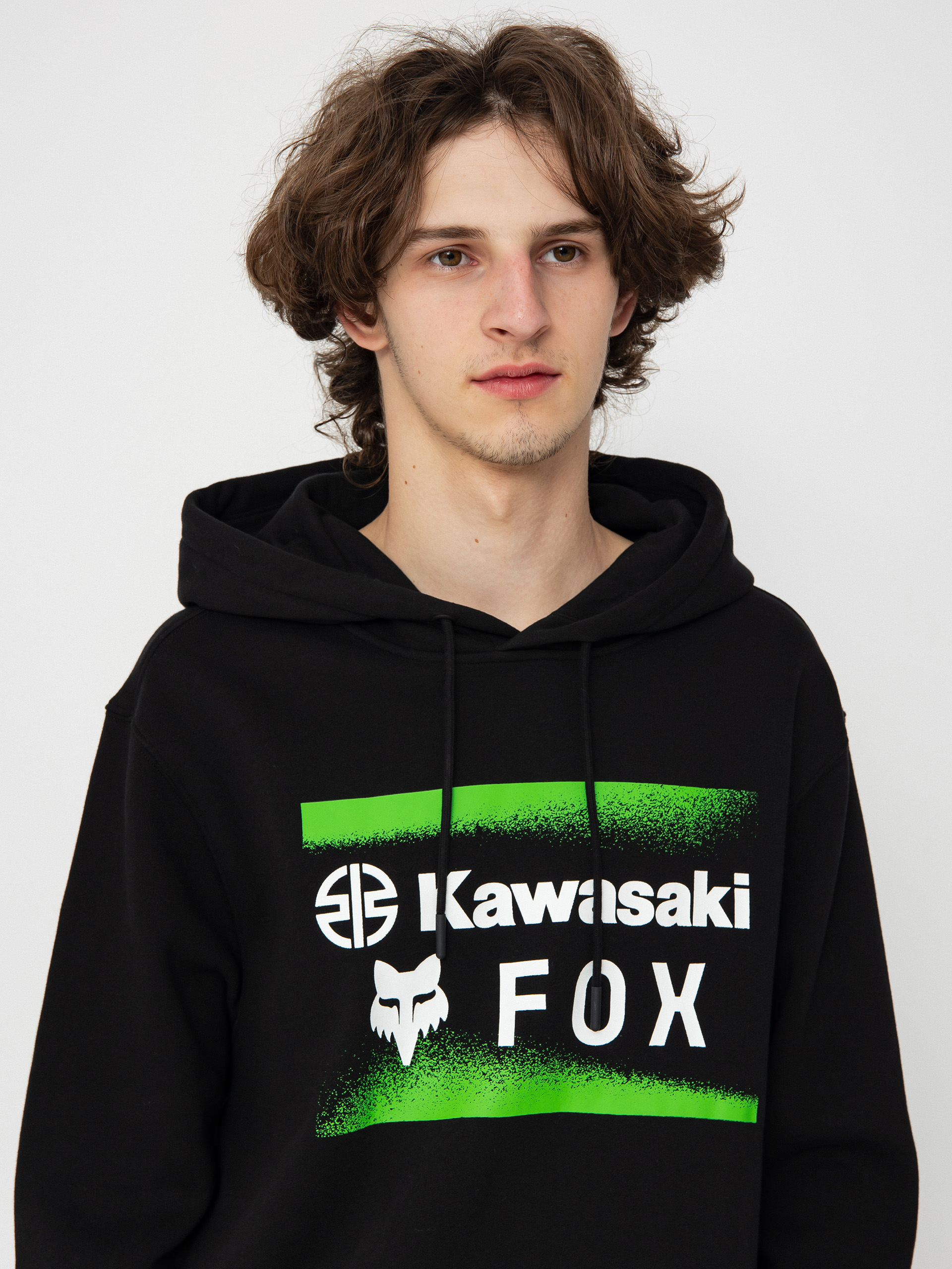 Mikina s kapucňou Fox X Kawasaki HD (black)