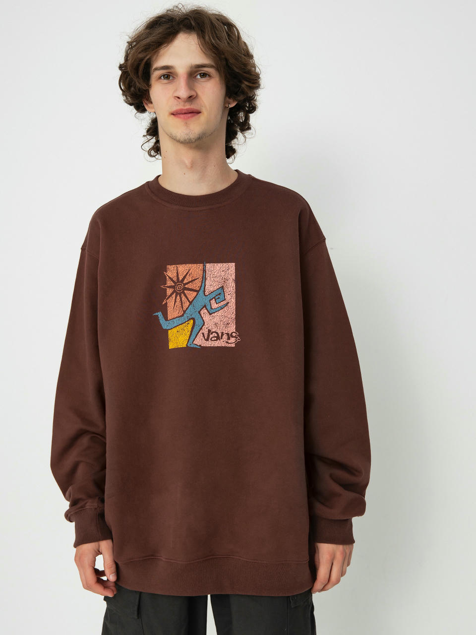 Mikina Vans Style Guy Loose Crew (bitter chocolate)