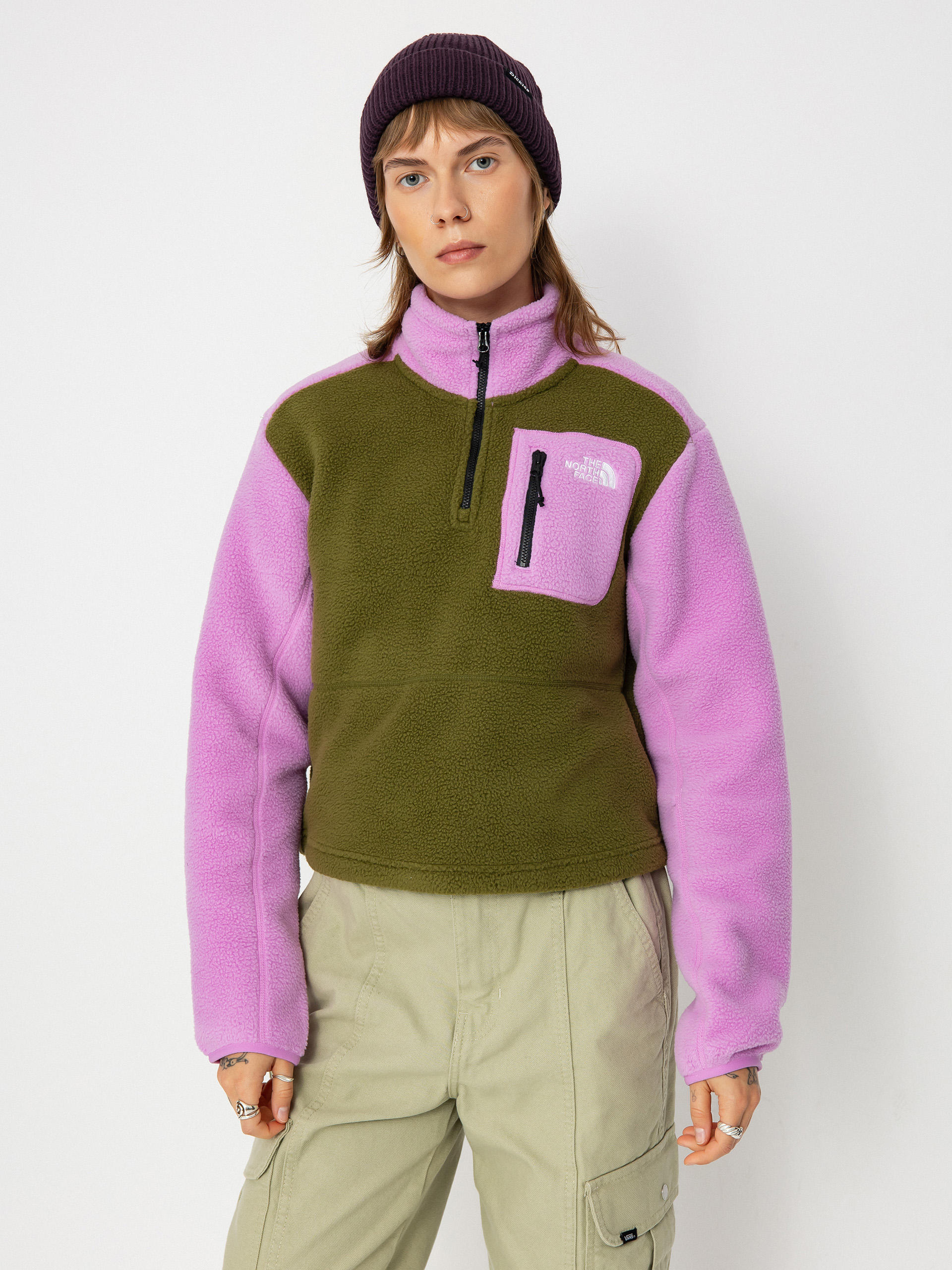 Flísová mikina The North Face Yumiori 1/4 Zip Wmn (forest olive/dragonfrui)