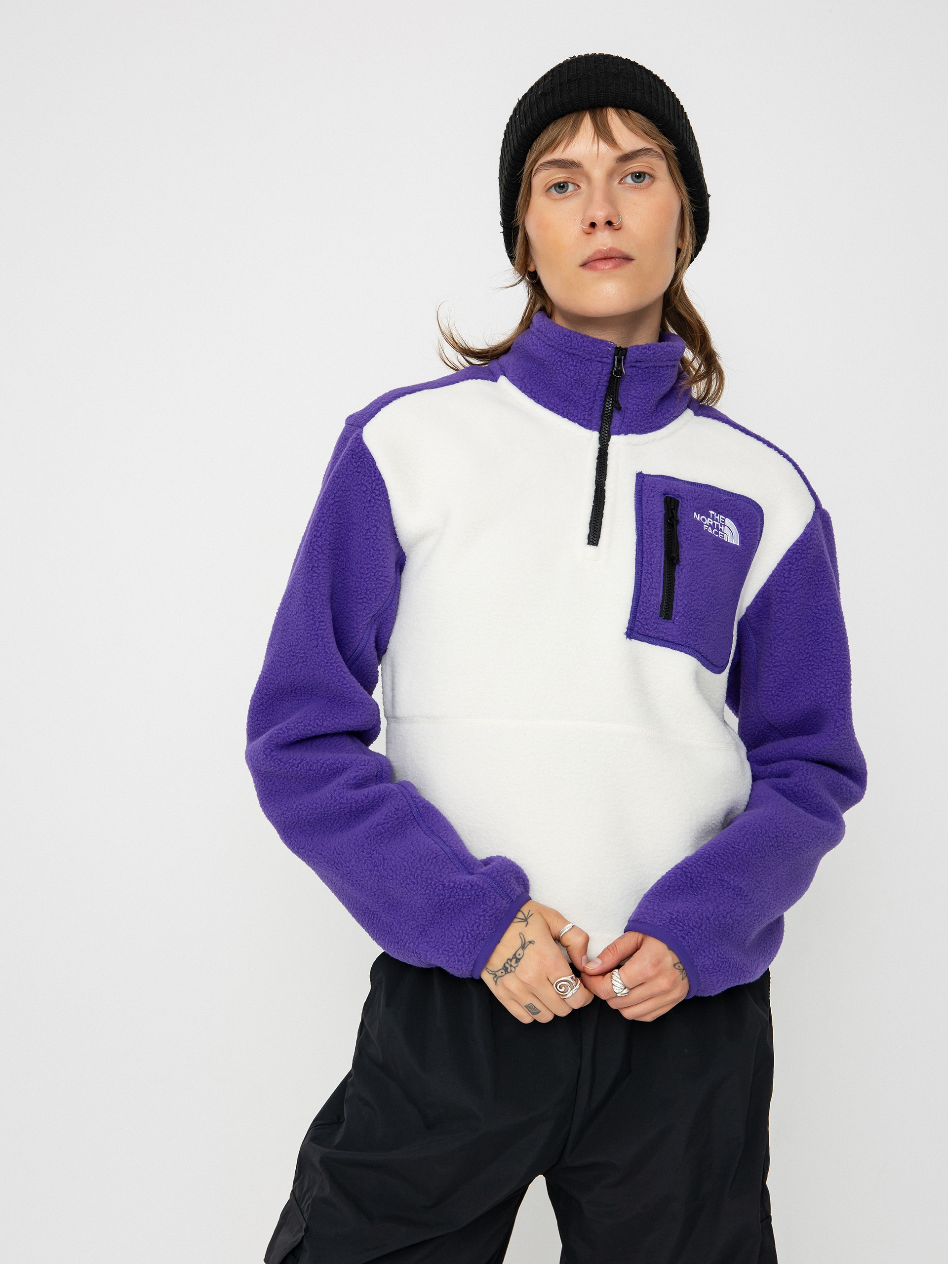 Flísová mikina The North Face Yumiori 1/4 Zip Wmn (white dune/peak purple)