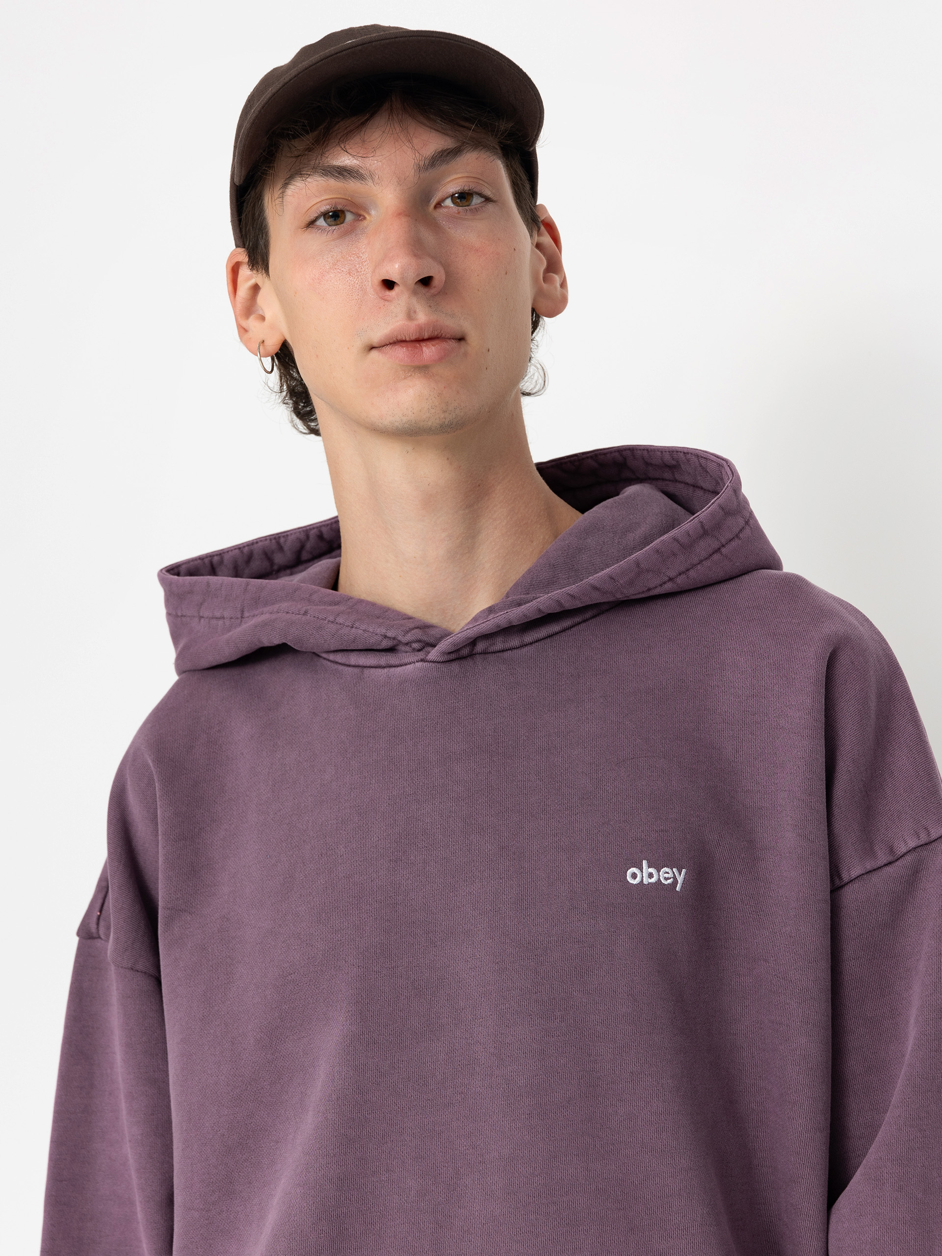 Mikina s kapucňou OBEY Lowercase Pigment HD (pigment plum perfect)