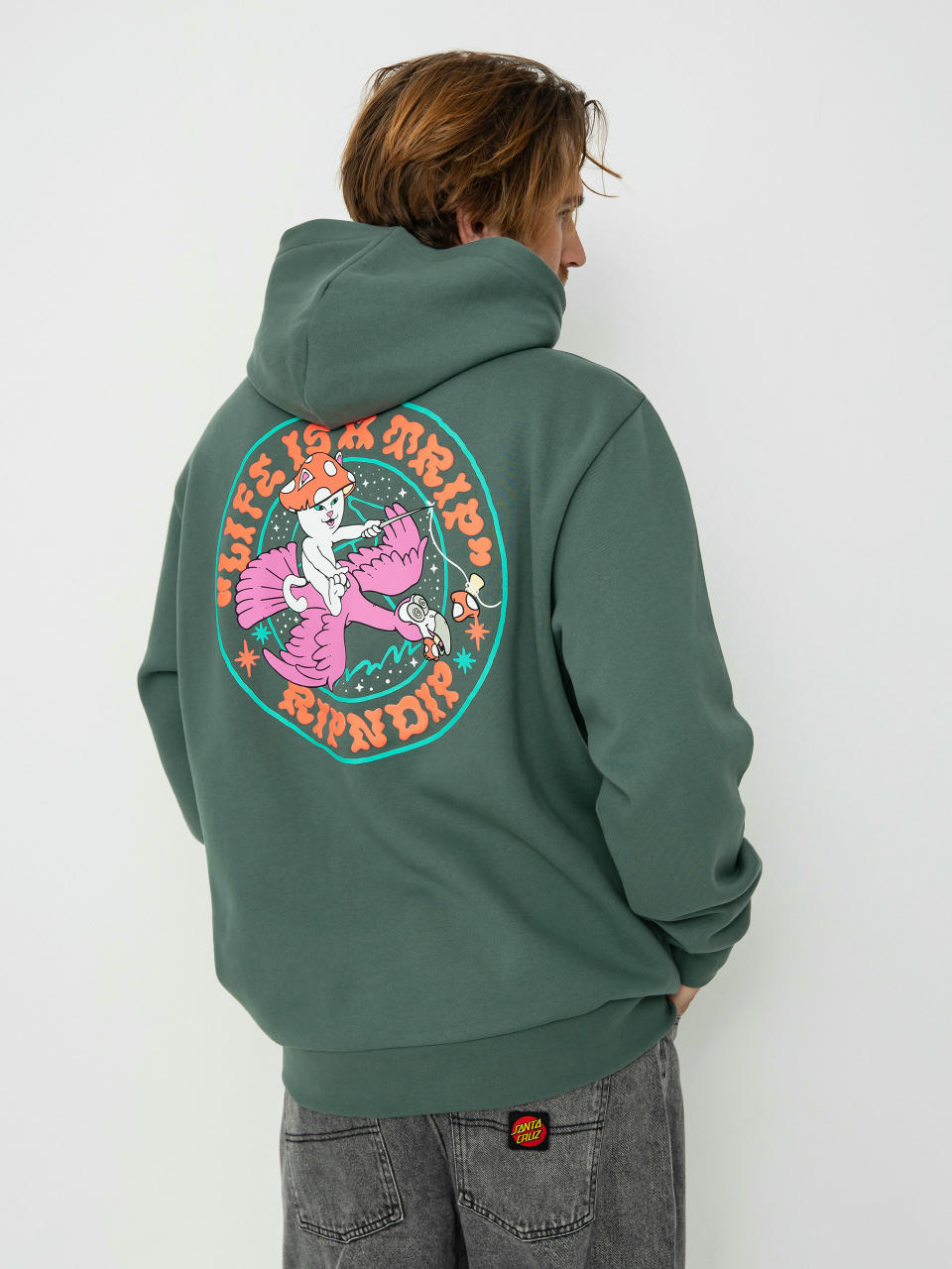 Mikina s kapucňou RipNDip Take A Trip HD (alpine green)