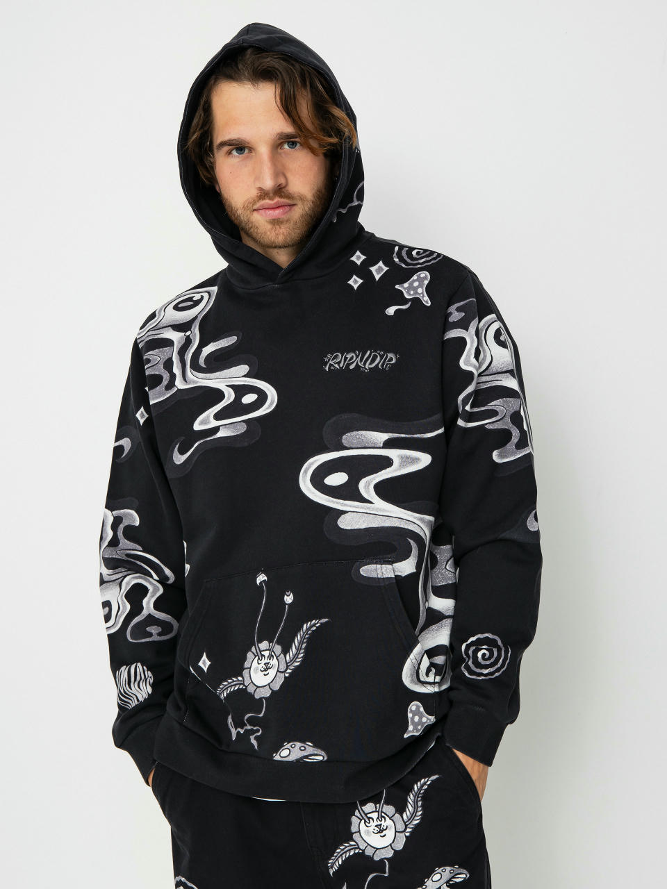 Mikina s kapucňou RipNDip Space Walk HD (black)