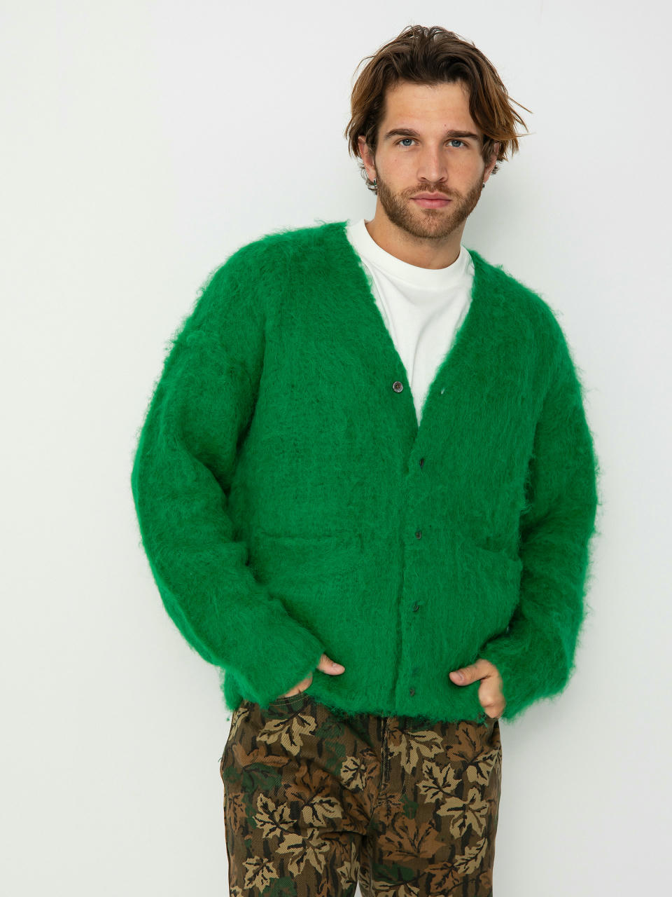 Sveter OBEY Patron Cardigan (bright green)