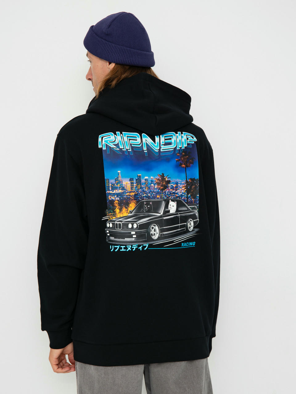 Mikina s kapucňou RipNDip Vroom Vroom HD (black)