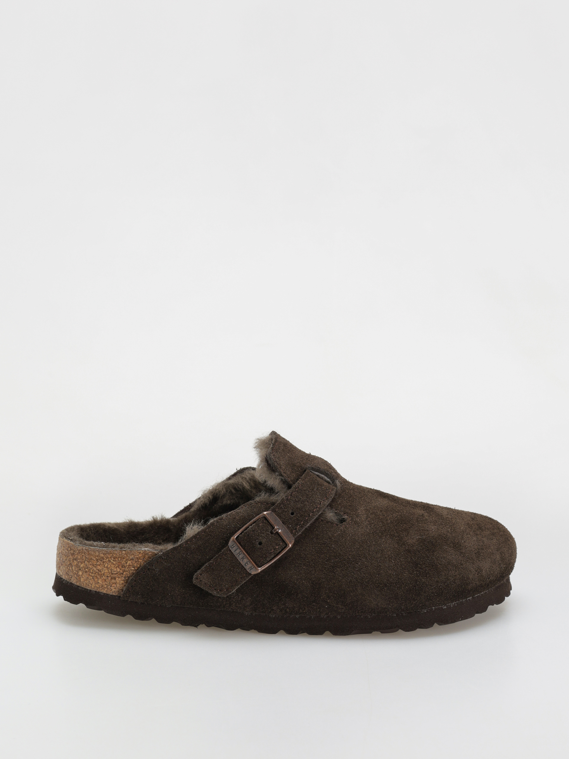 u0160u013eapky Birkenstock Boston Shearling Suede Leather Fur Narrow Wmn (mocha)