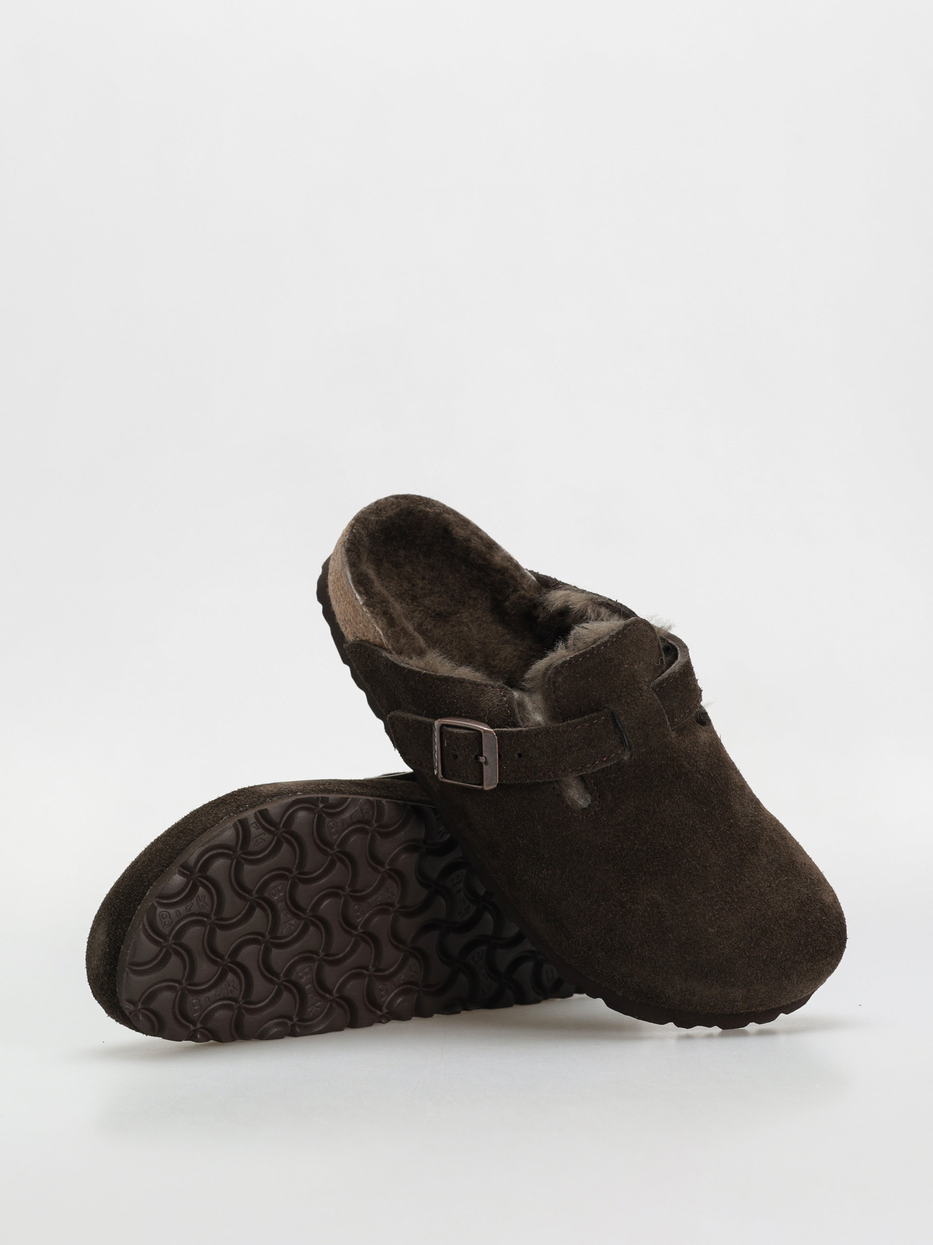 Šľapky Birkenstock Boston Shearling Suede Leather Fur Narrow Wmn (mocha)