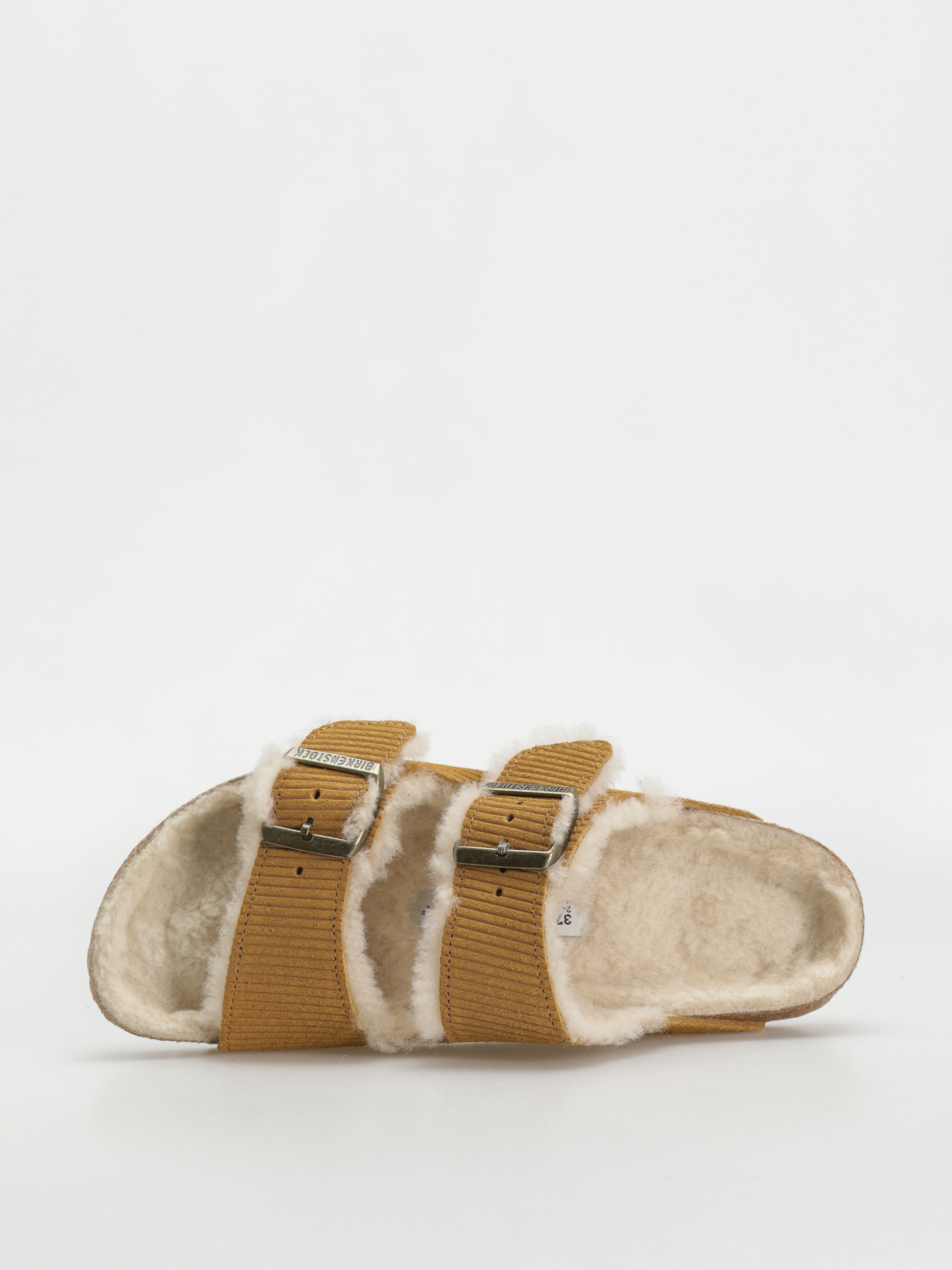 Šľapky Birkenstock Arizona Fell Suede Leather Fur Narrow Wmn (corduroy cork brown)