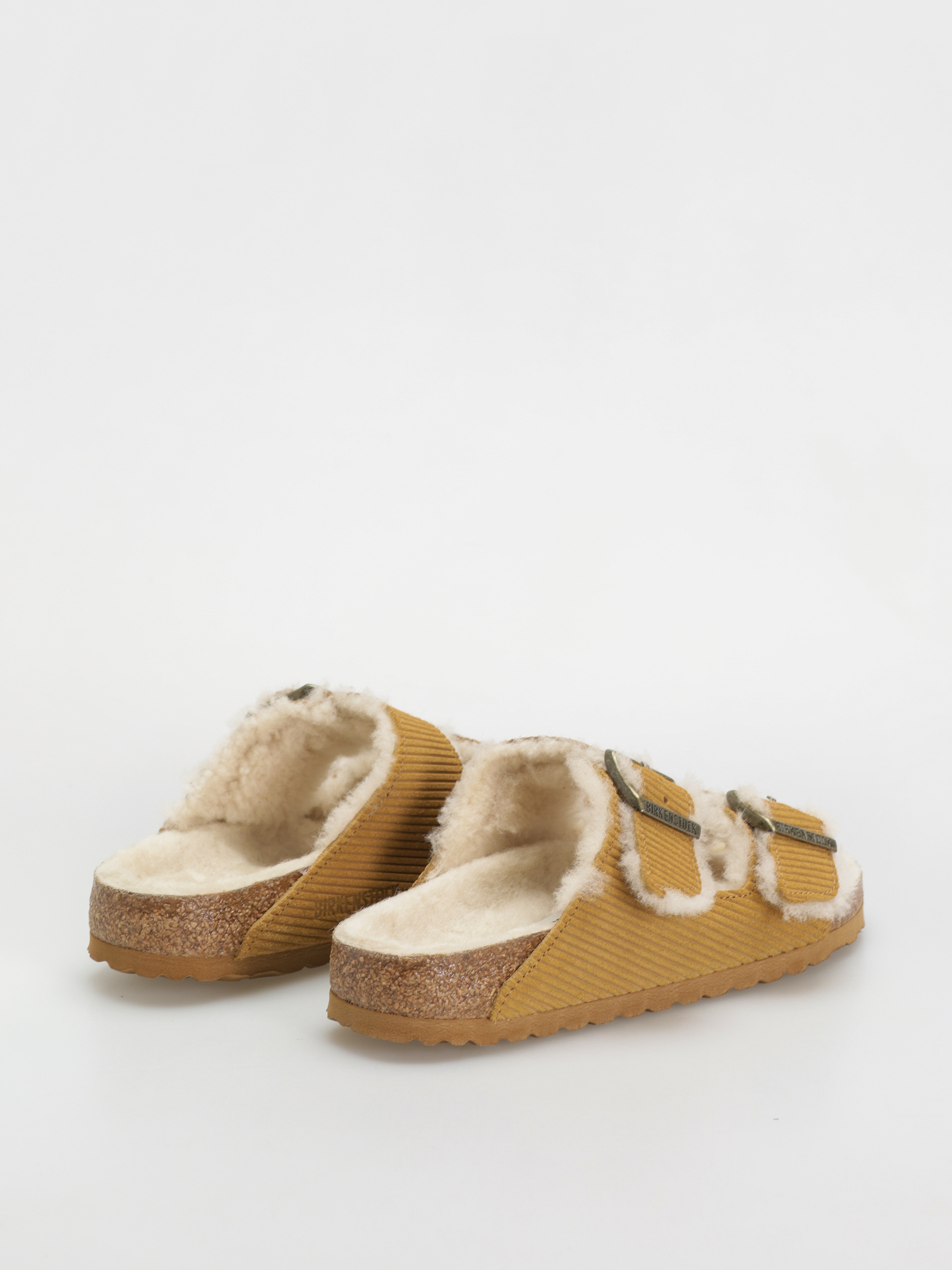 Šľapky Birkenstock Arizona Fell Suede Leather Fur Narrow Wmn (corduroy cork brown)