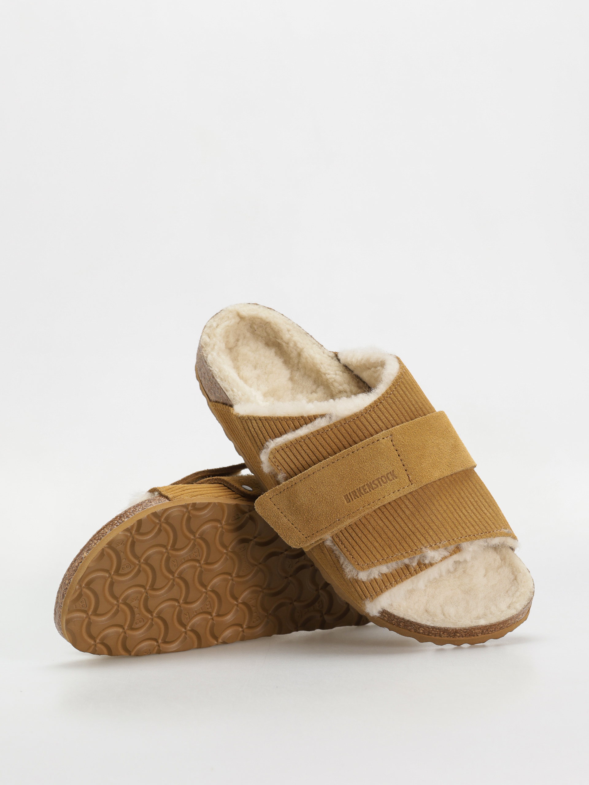 Šľapky Birkenstock Kyoto Shearling Suede Leather Fur Narrow Wmn (corduroy cork brown)