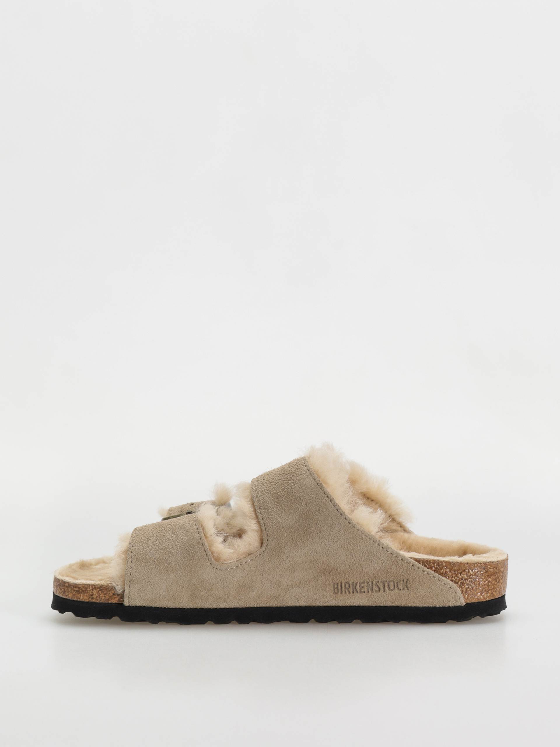 Šľapky Birkenstock Arizona Shearling Suede Leather Fur Narrow Wmn (taupe)