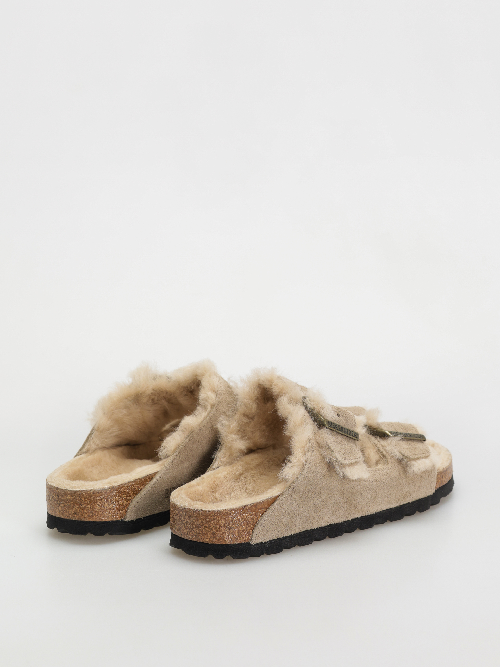 Šľapky Birkenstock Arizona Shearling Suede Leather Fur Narrow Wmn (taupe)