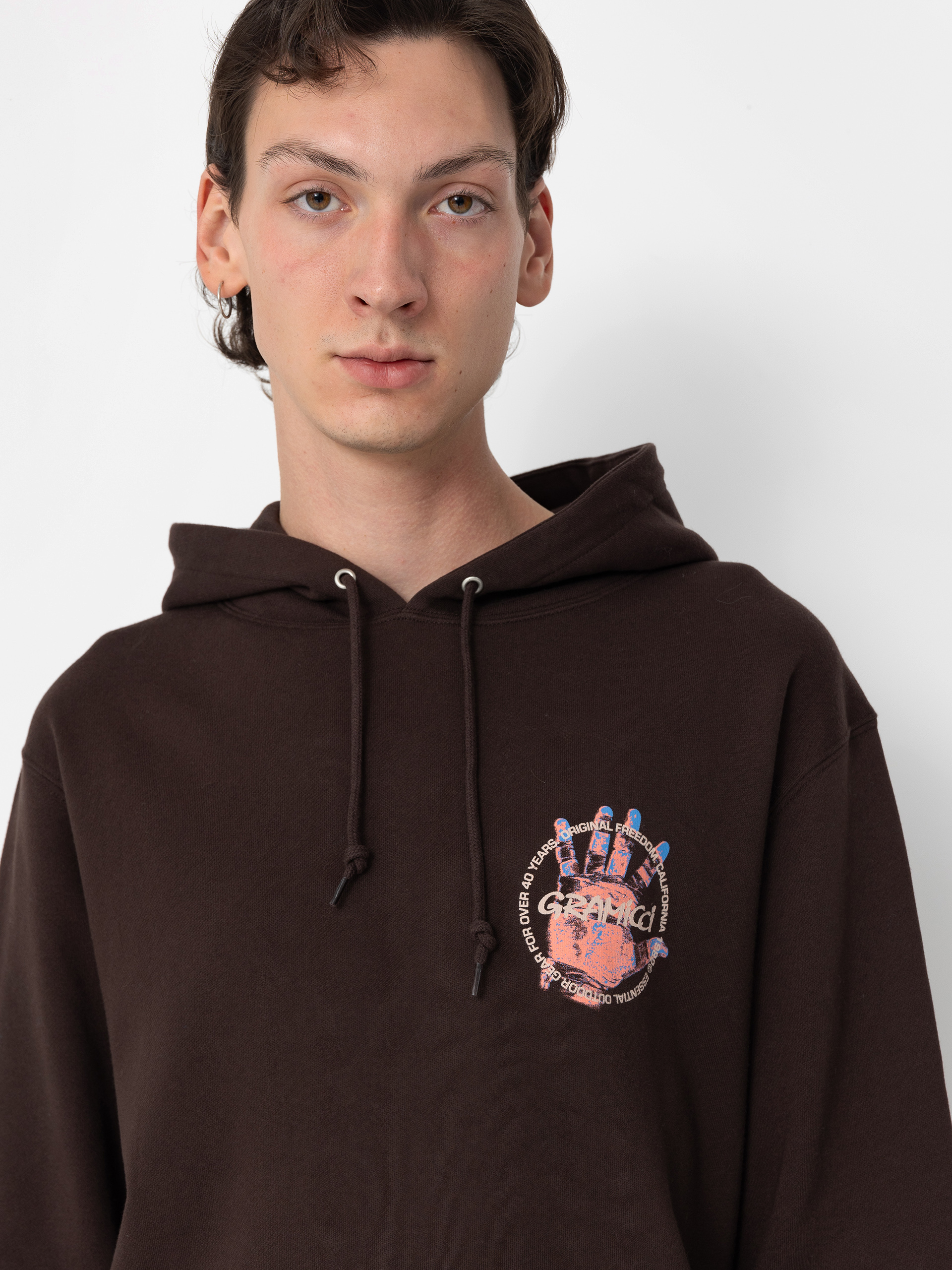 Mikina s kapucňou Gramicci Climber’S Hand HD (dark brown)
