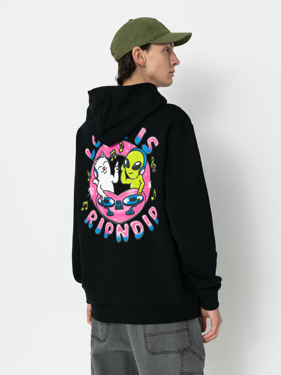 Mikina s kapucňou RipNDip Love Is Ripndip HD (black)