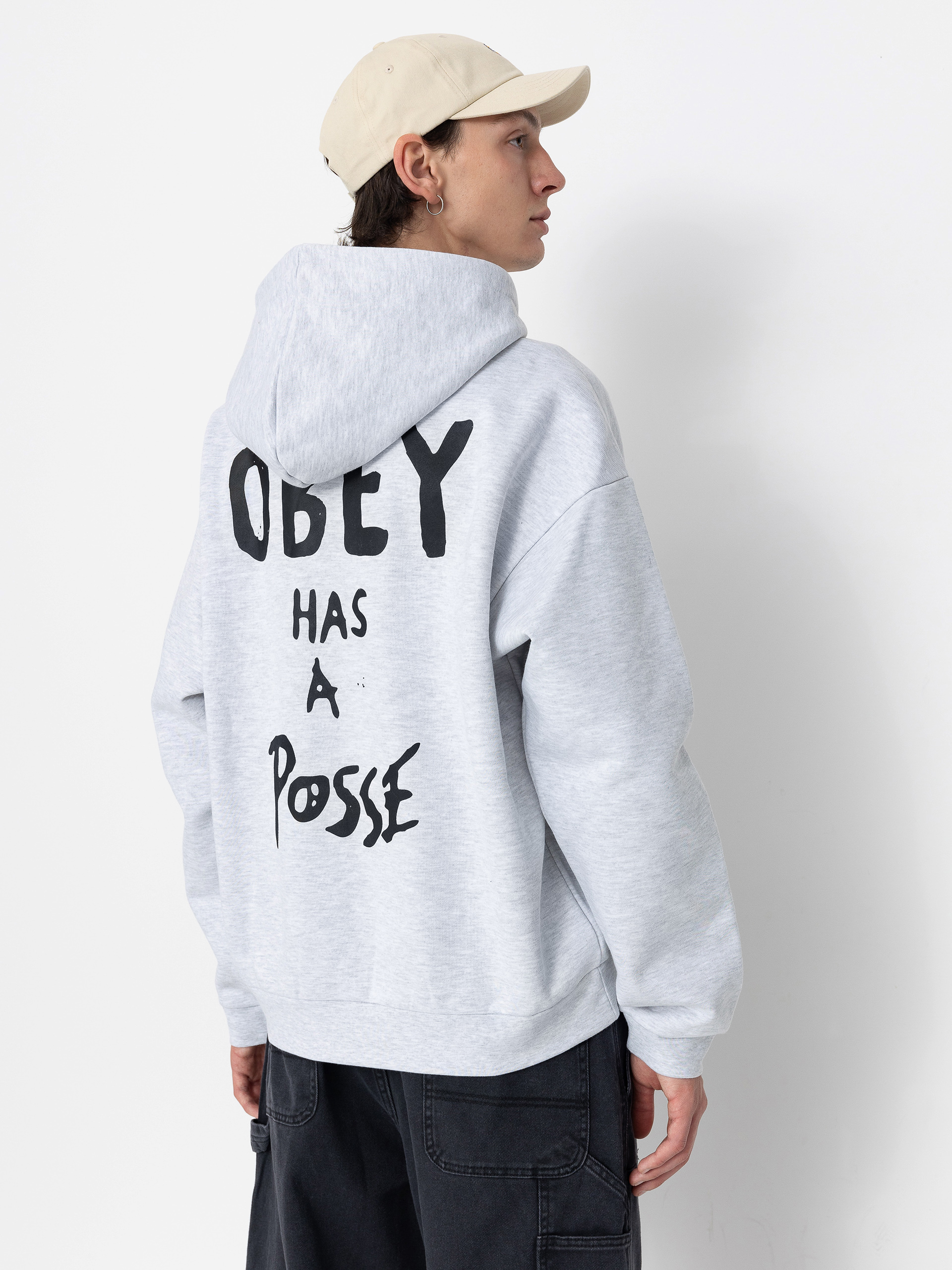 Mikina s kapucňou OBEY Posse Extra Heavy HD (ash grey)