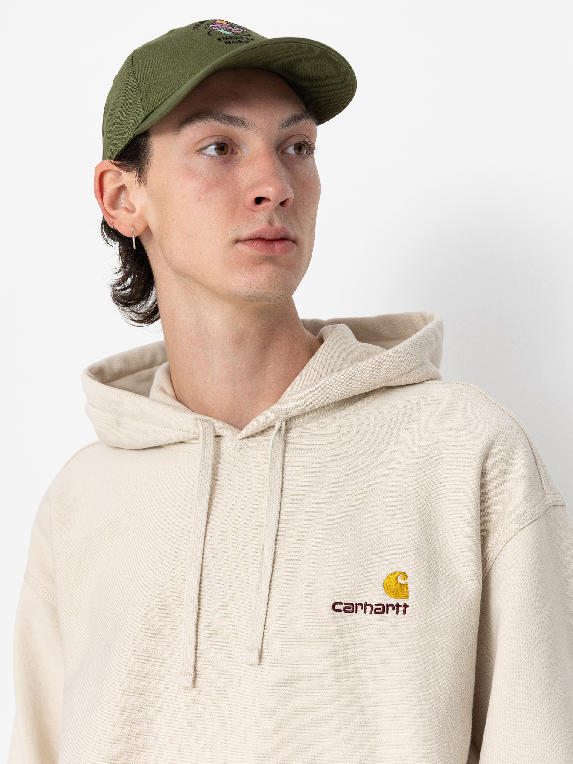 Mikina s kapucňou Carhartt WIP American Script HD (moonbeam)