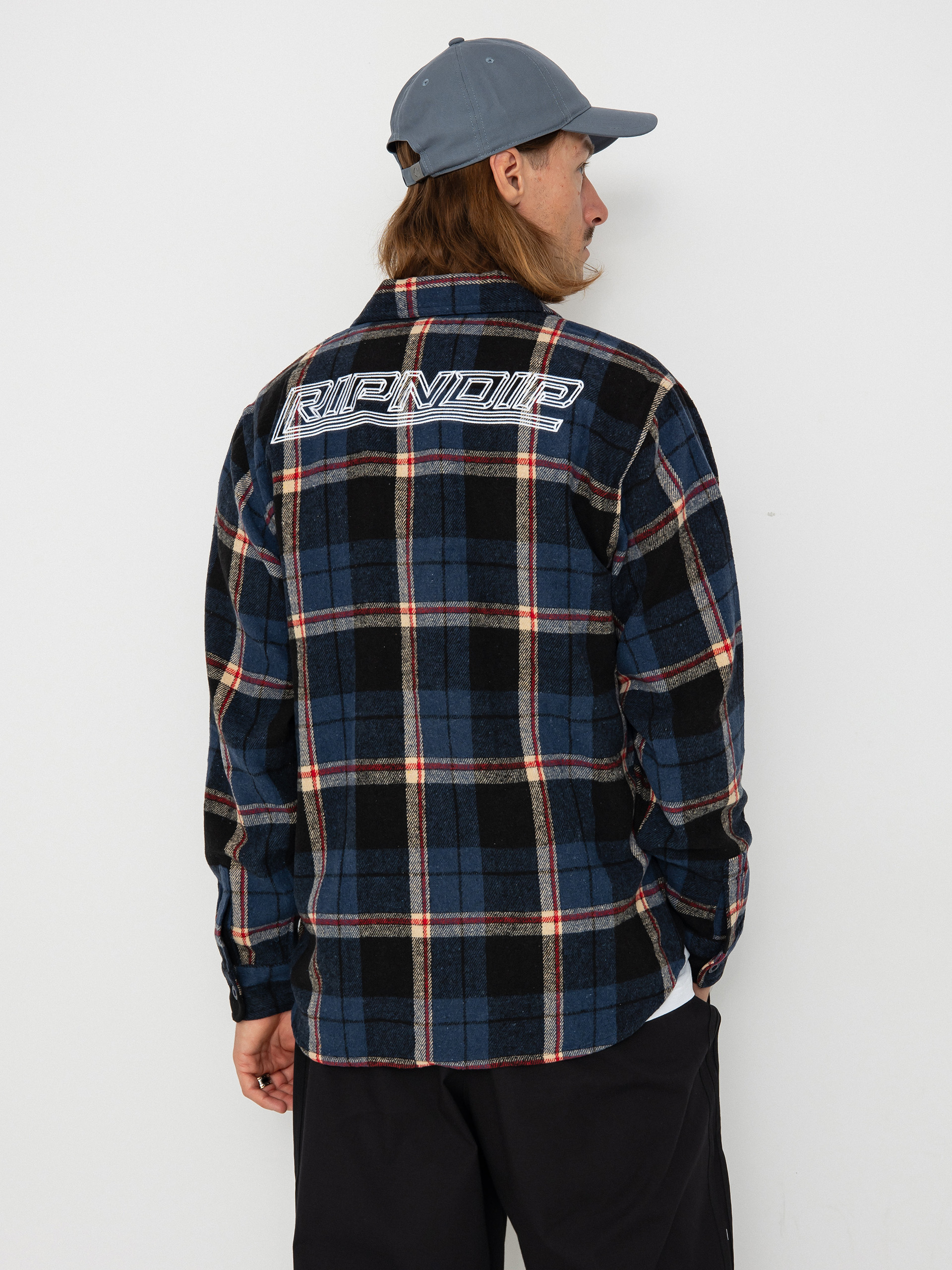 Košeľa RipNDip Robo Button Up Flannel (navy)