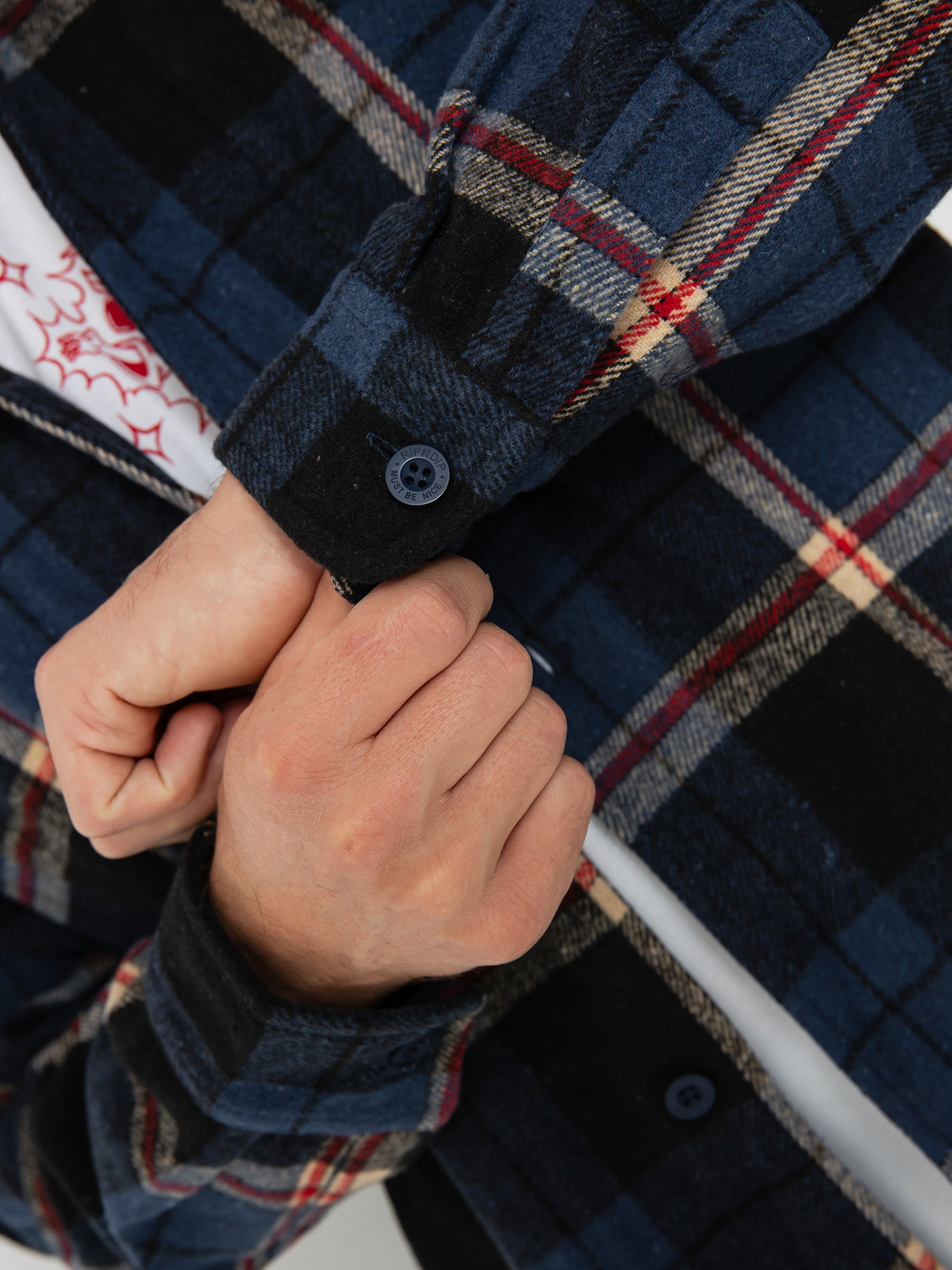 Košeľa RipNDip Robo Button Up Flannel (navy)