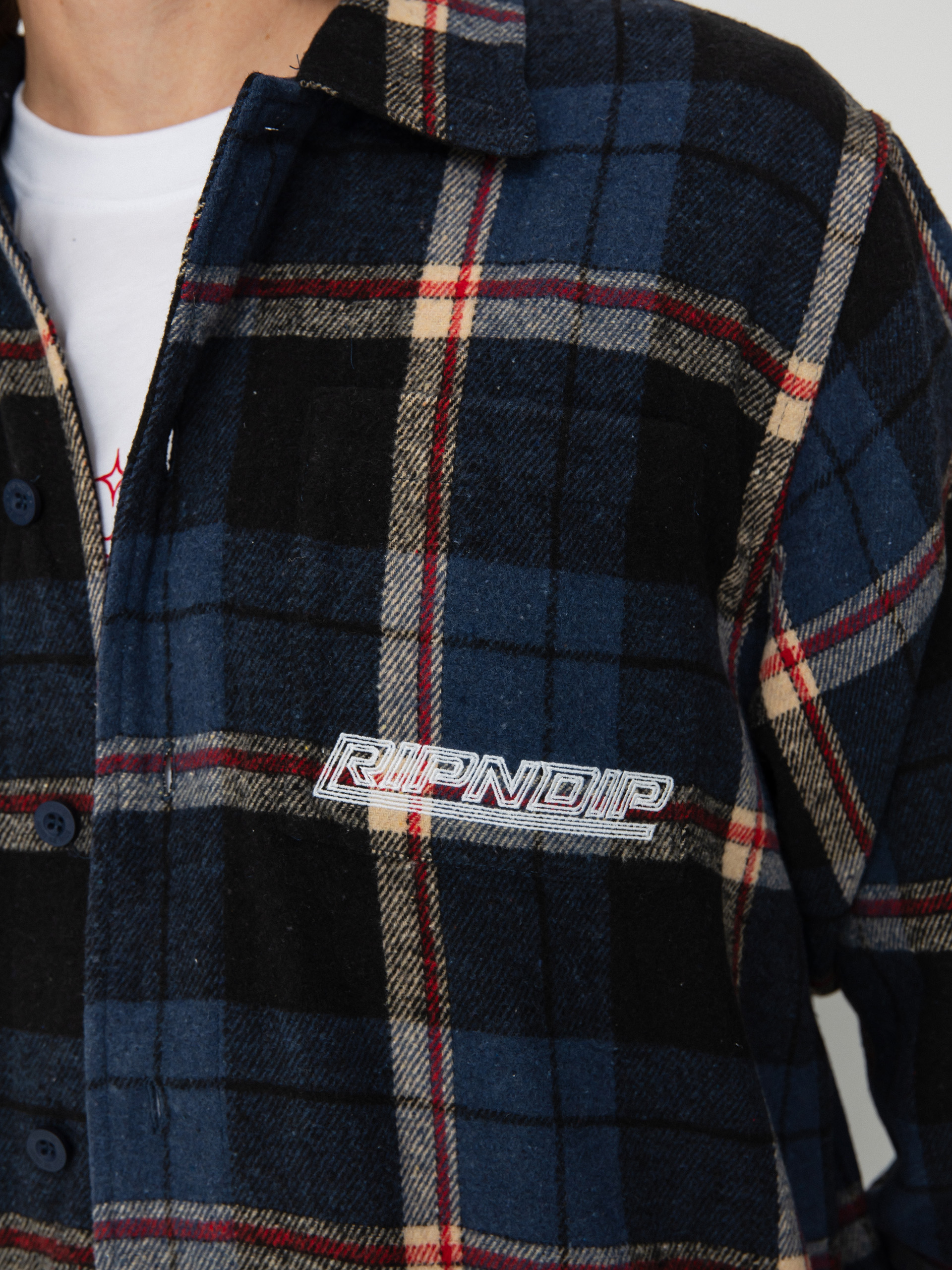 Košeľa RipNDip Robo Button Up Flannel (navy)