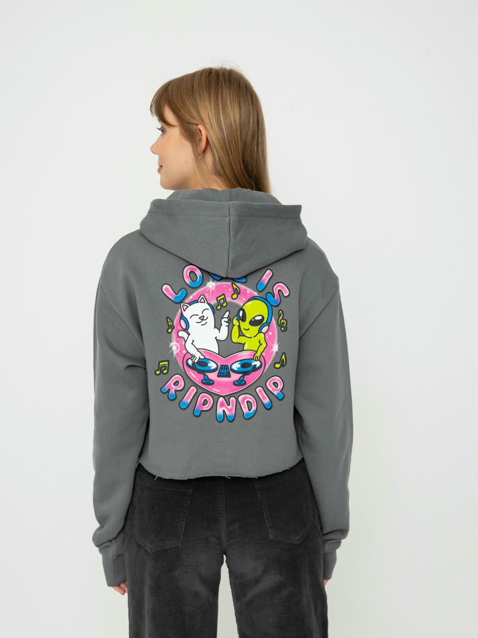 Mikina s kapucňou RipNDip Love Is Ripndip Cropped HD (charcoal)