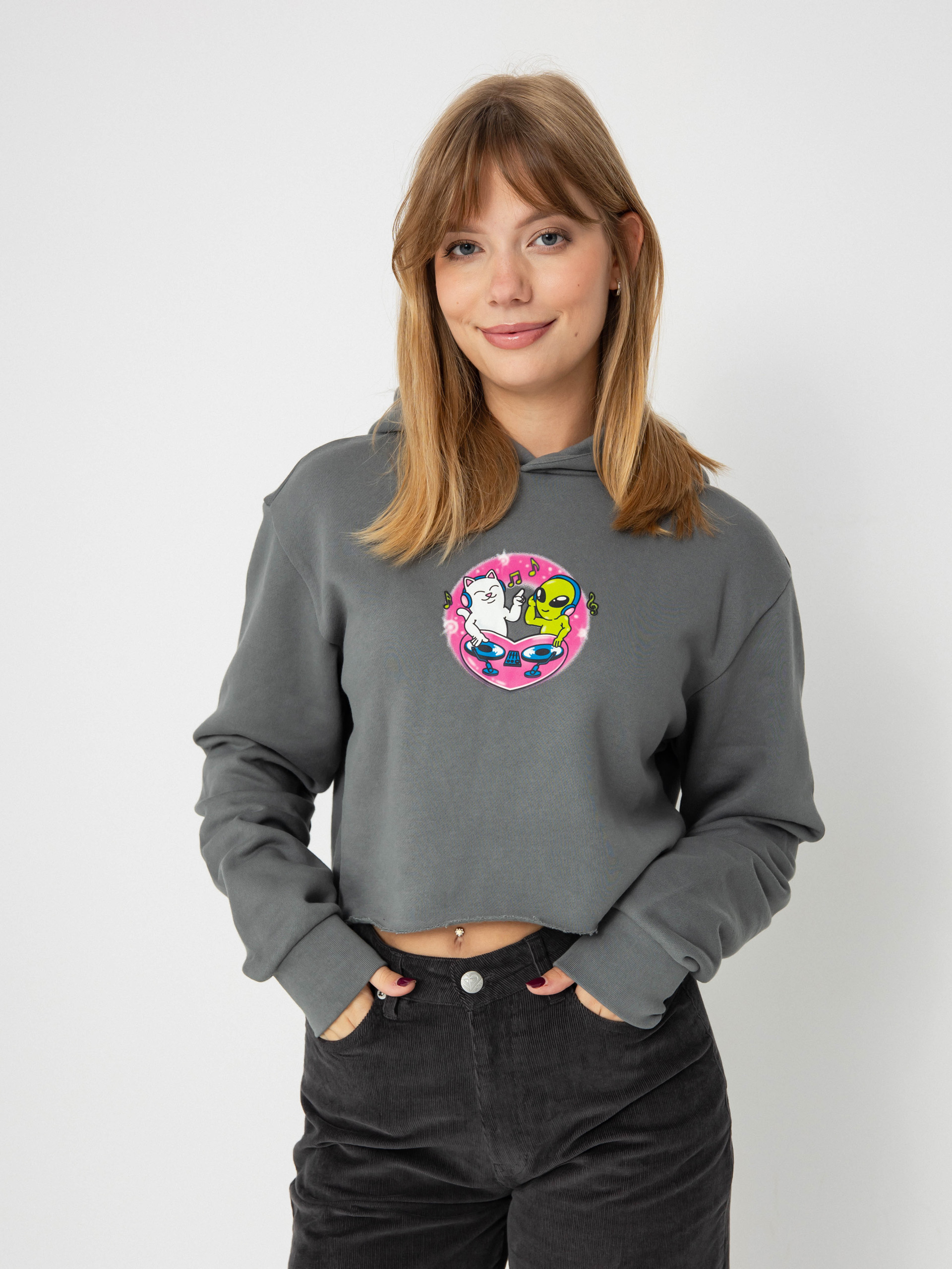 Mikina s kapucňou RipNDip Love Is Ripndip Cropped HD (charcoal)