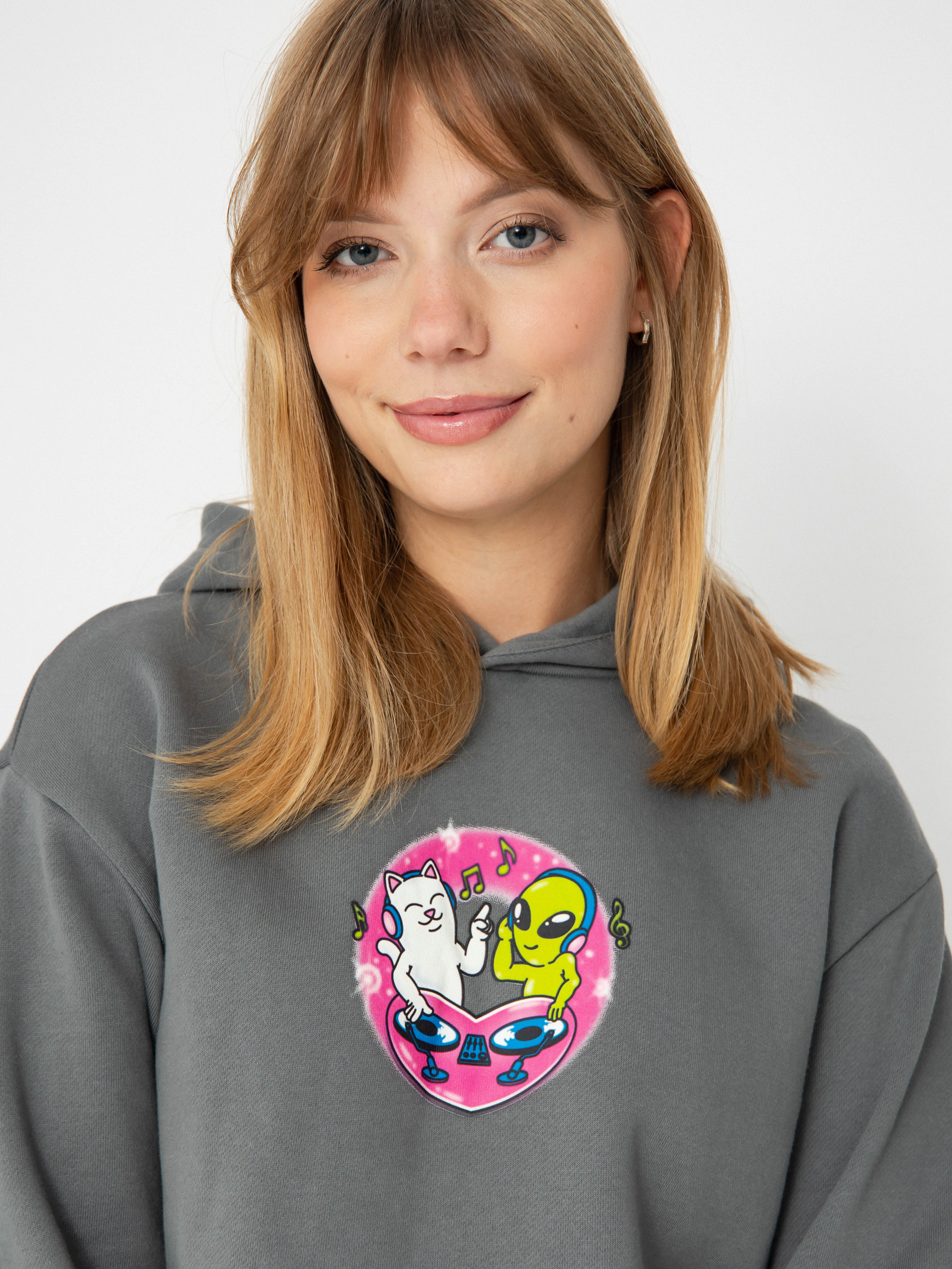 Mikina s kapucňou RipNDip Love Is Ripndip Cropped HD (charcoal)