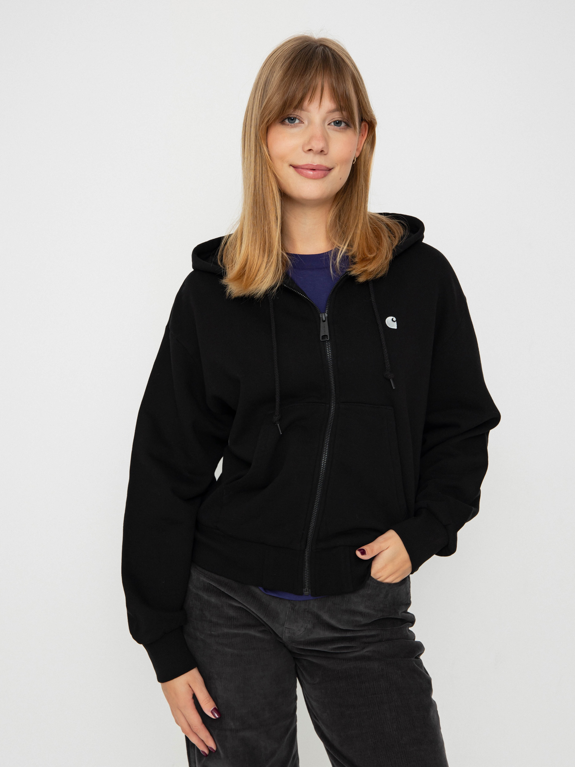 Mikina s kapucu0148ou Carhartt WIP Casey ZHD Wmn (black/silver)