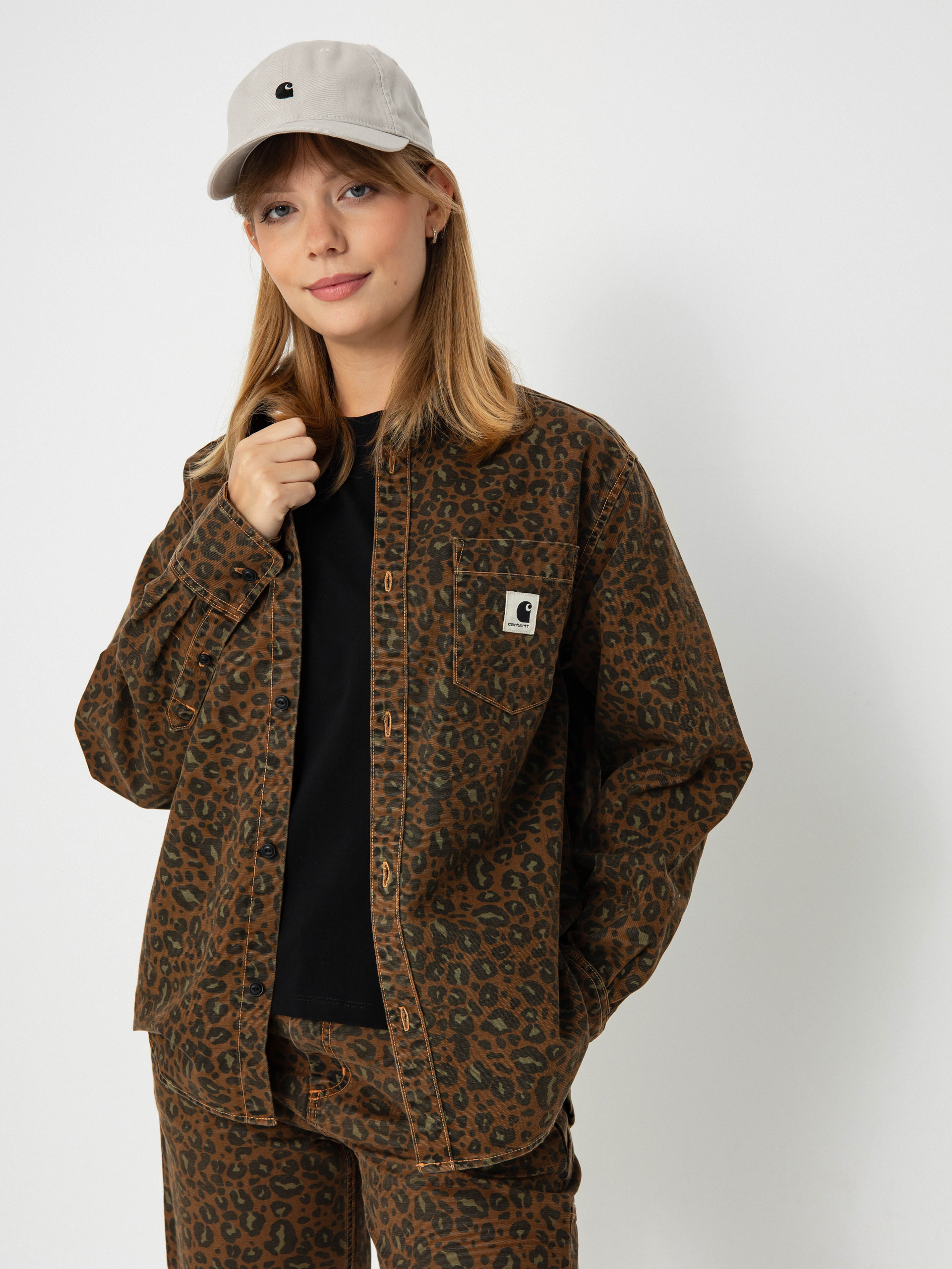 Košeľa Carhartt WIP Leo Wmn (camo leo/tamarind/tamarind)