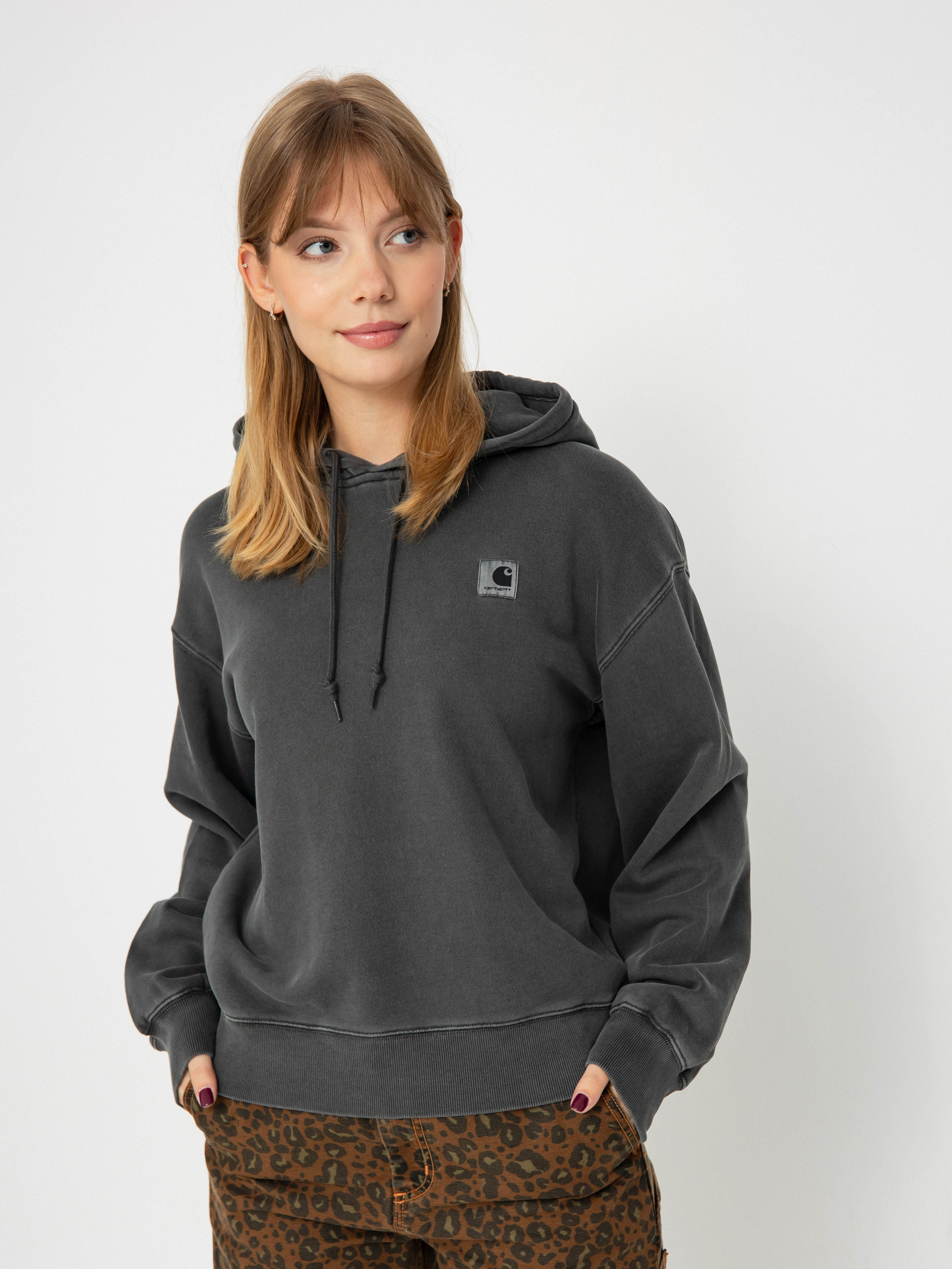 Mikina s kapucu0148ou Carhartt WIP Nelson HD Wmn (graphite)
