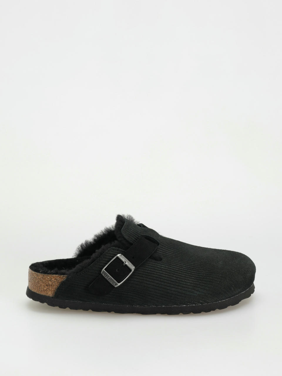 Šľapky Birkenstock Boston VL Fell Suede Leather Fur Narrow Wmn (corduroy black)