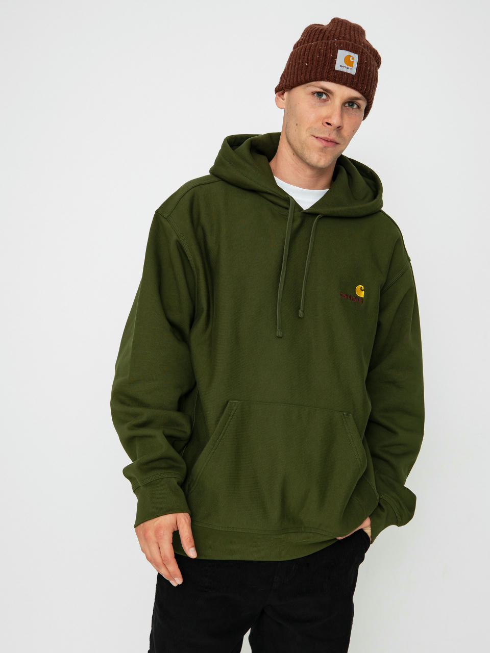 Mikina s kapucňou Carhartt WIP American Script HD (tarragon)