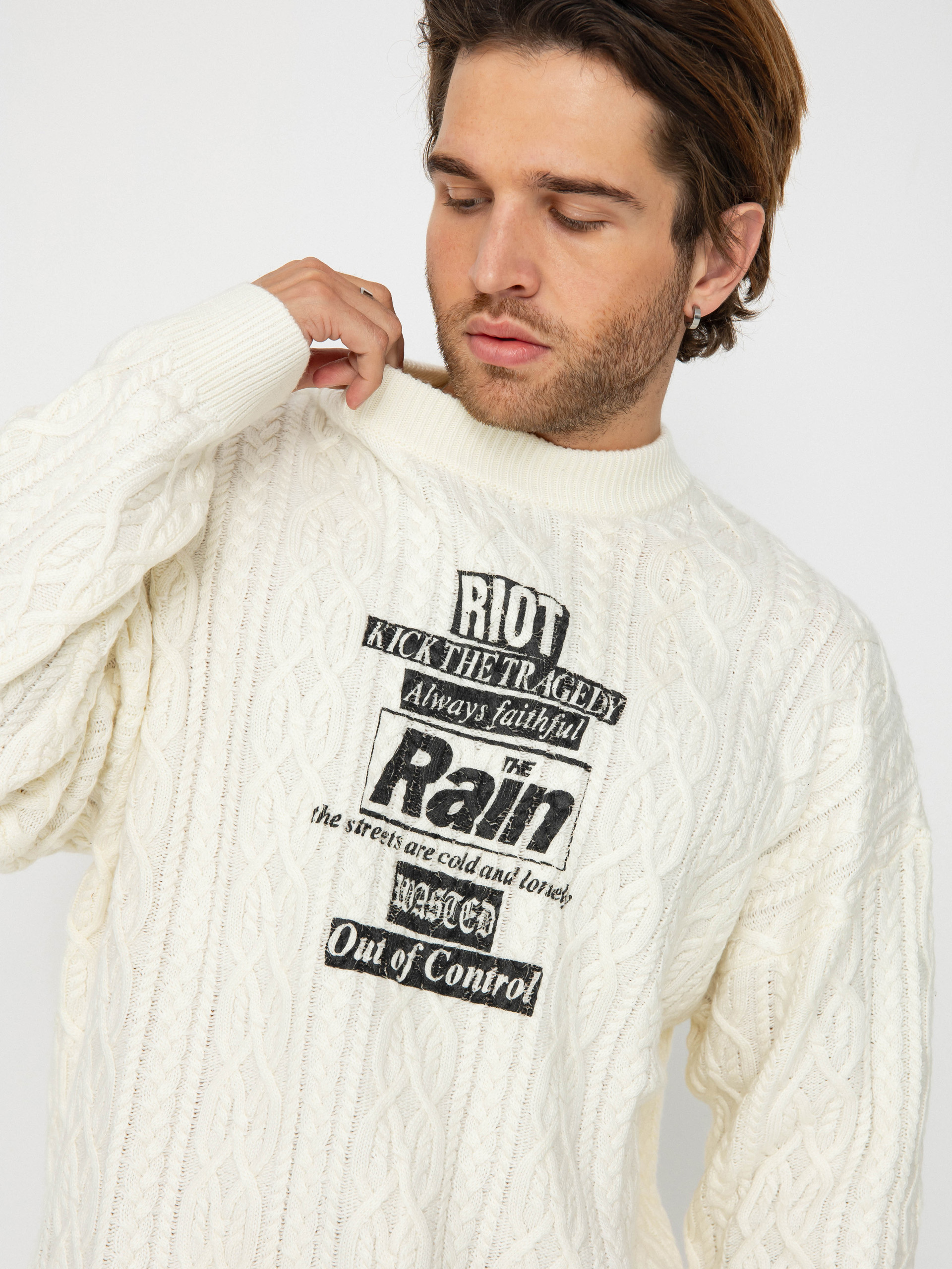 Sveter Wasted Paris Rain Cable Knit (off white)