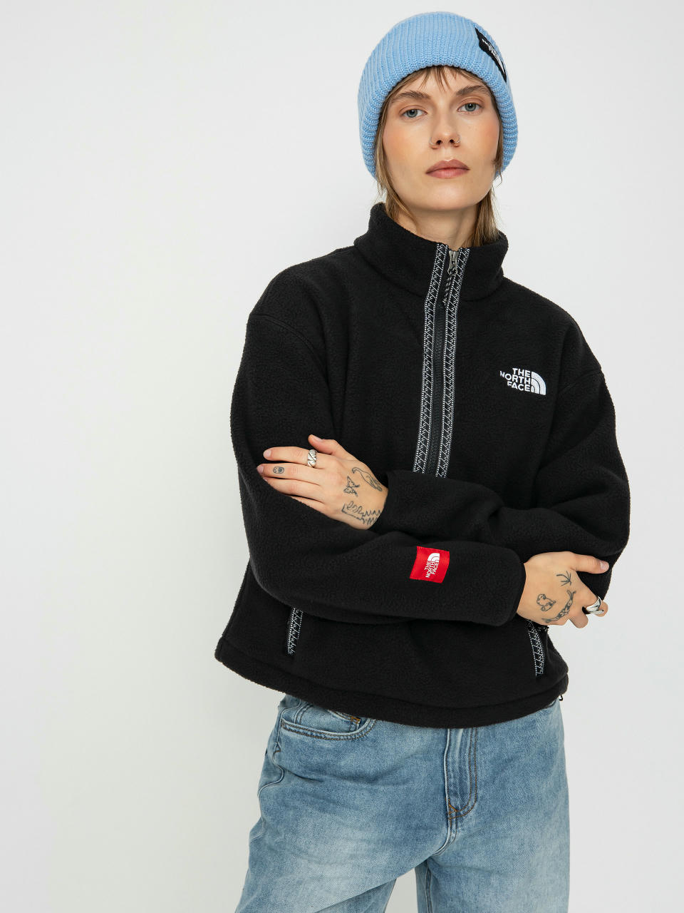 Flísová mikina The North Face Tnf Fleeski 1/4 Zip Wmn (tnf black)