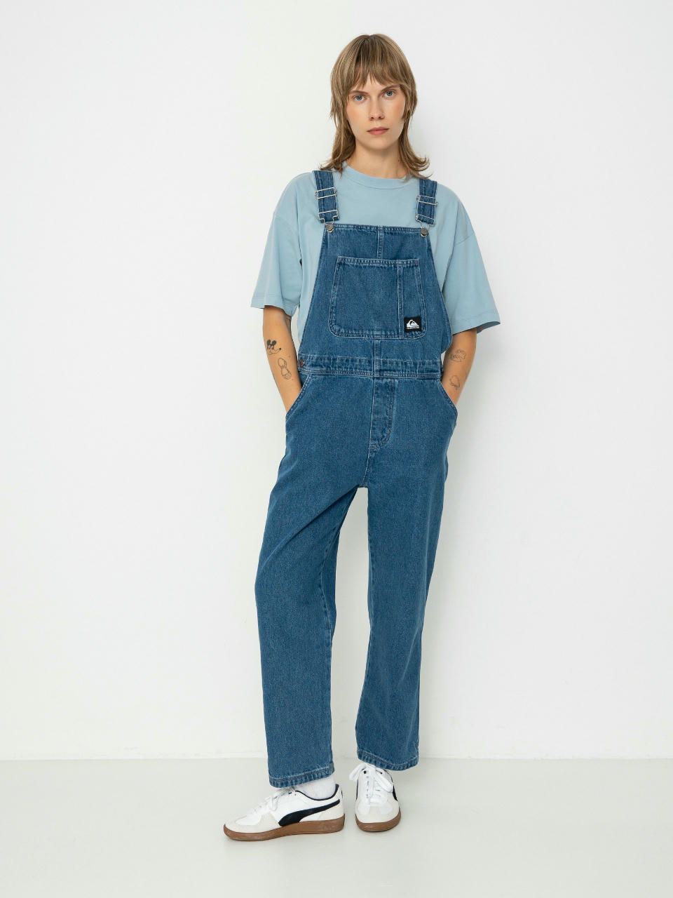 Nohavice Quiksilver Uni Classic Denim Dungaree Wmn (estate blue)