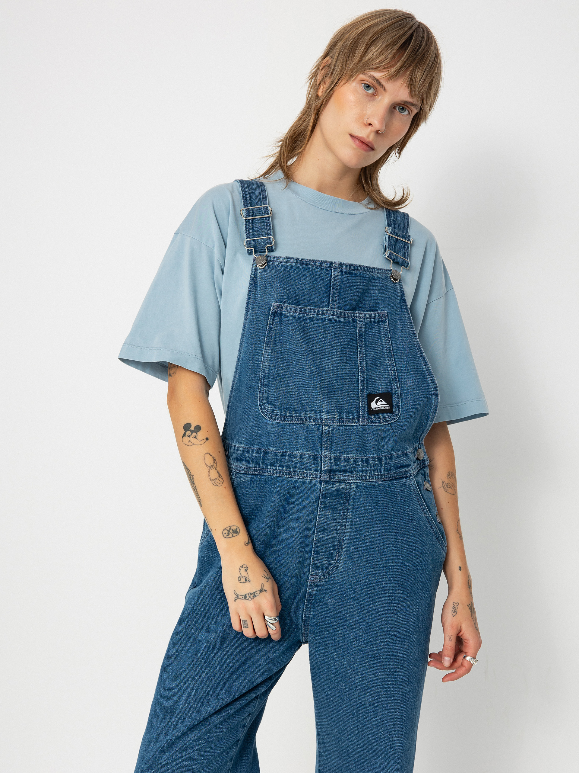Nohavice Quiksilver Uni Classic Denim Dungaree Wmn (estate blue)