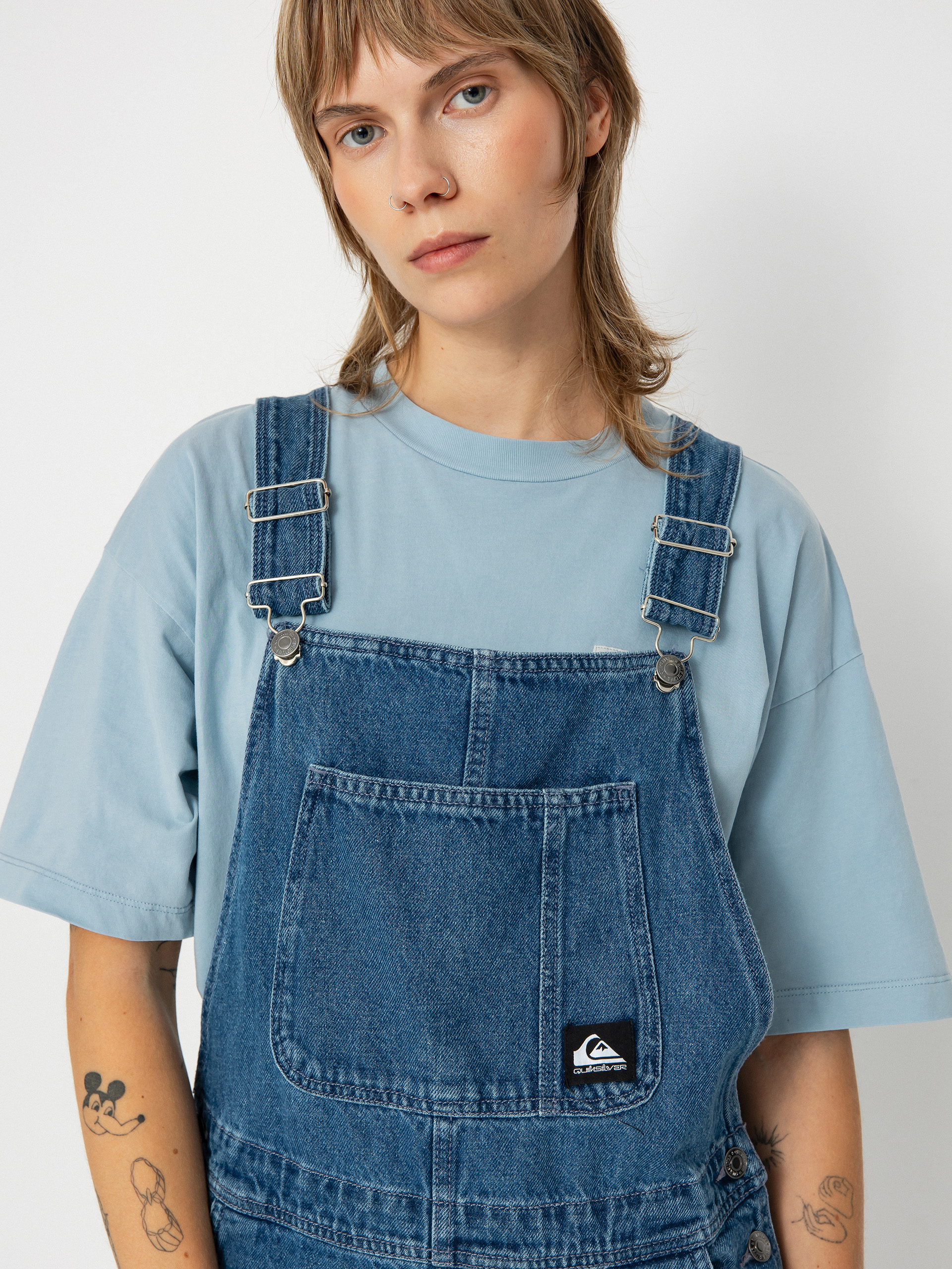 Nohavice Quiksilver Uni Classic Denim Dungaree Wmn (estate blue)