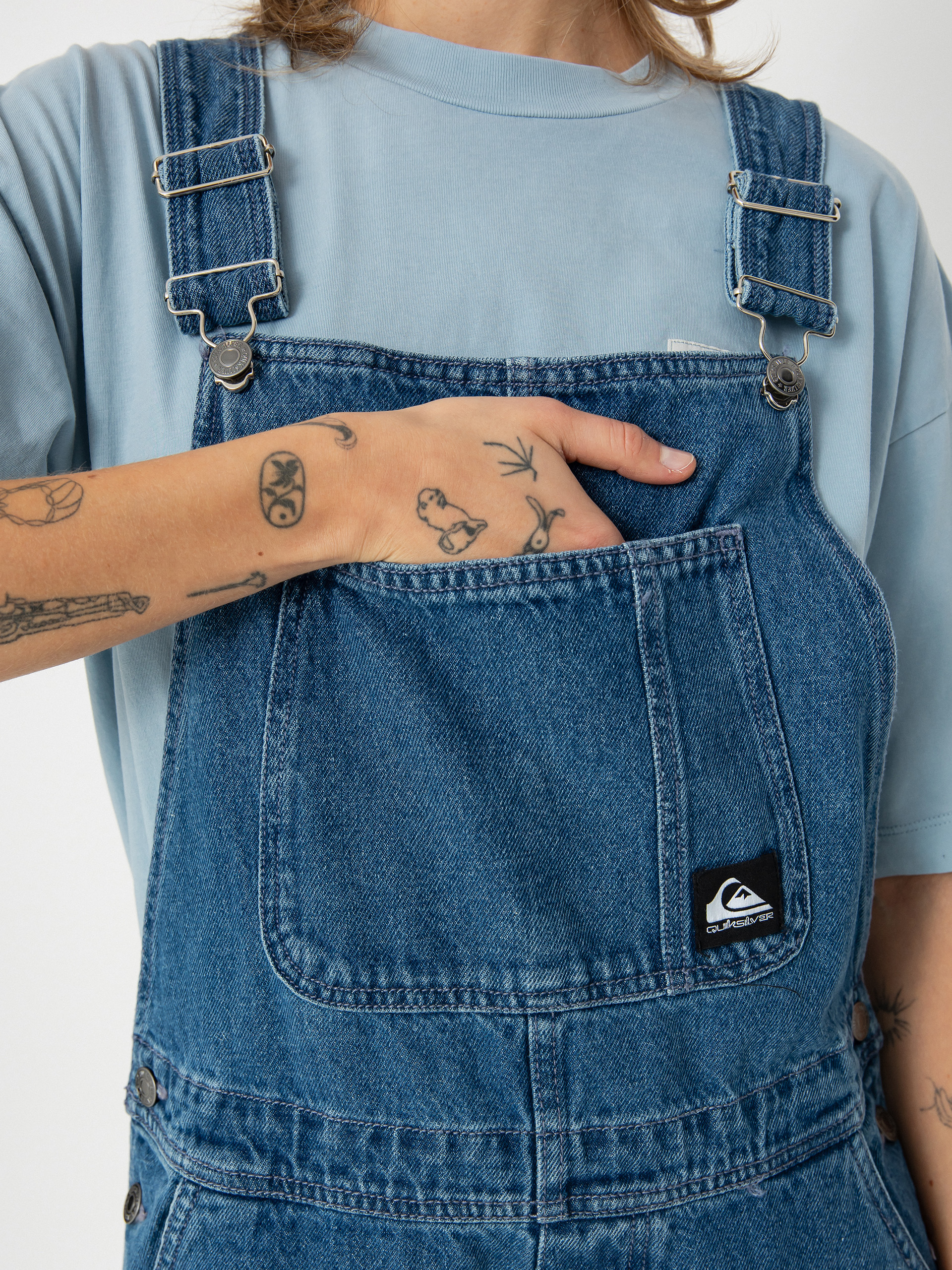 Nohavice Quiksilver Uni Classic Denim Dungaree Wmn (estate blue)