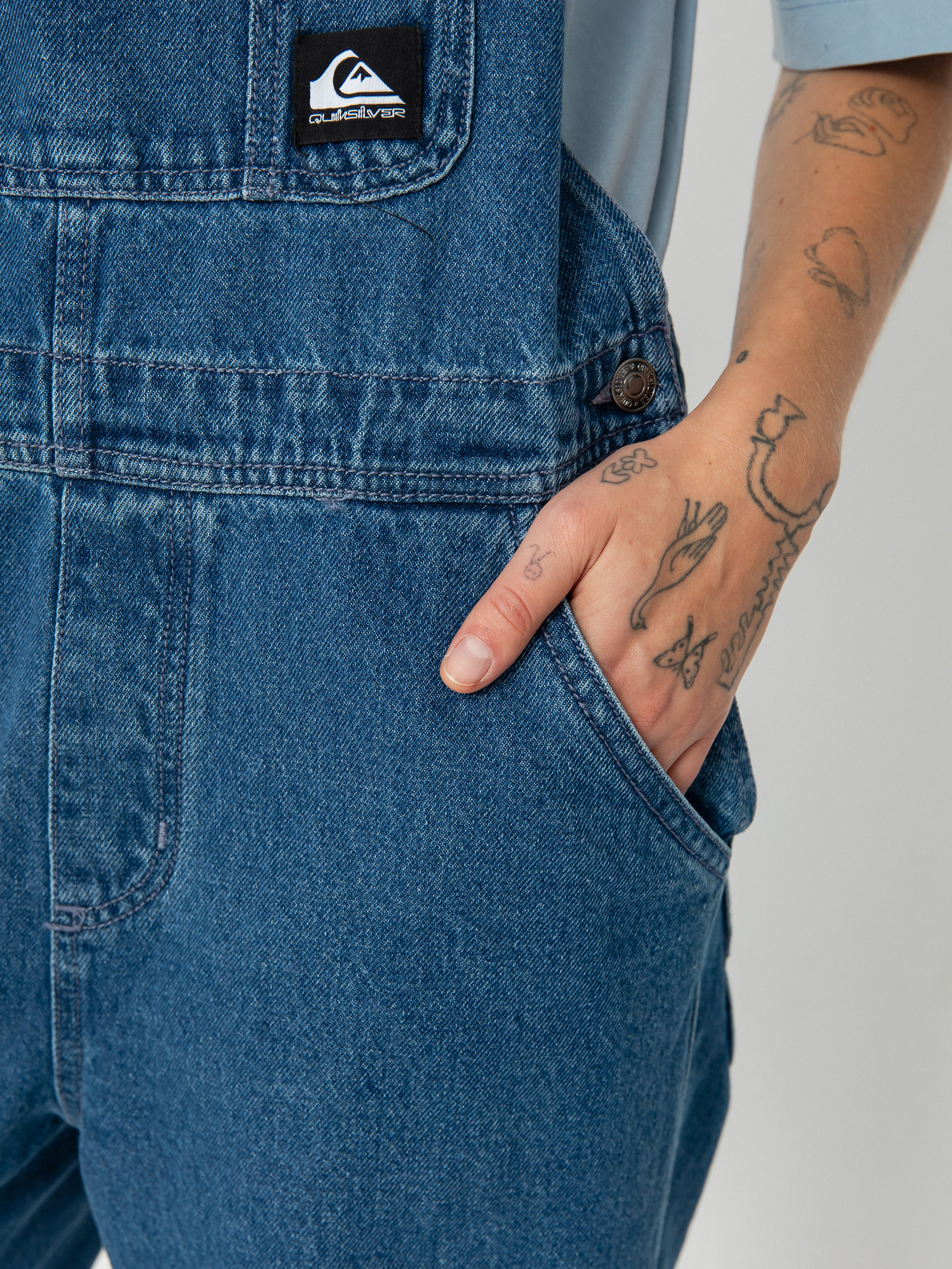 Nohavice Quiksilver Uni Classic Denim Dungaree Wmn (estate blue)