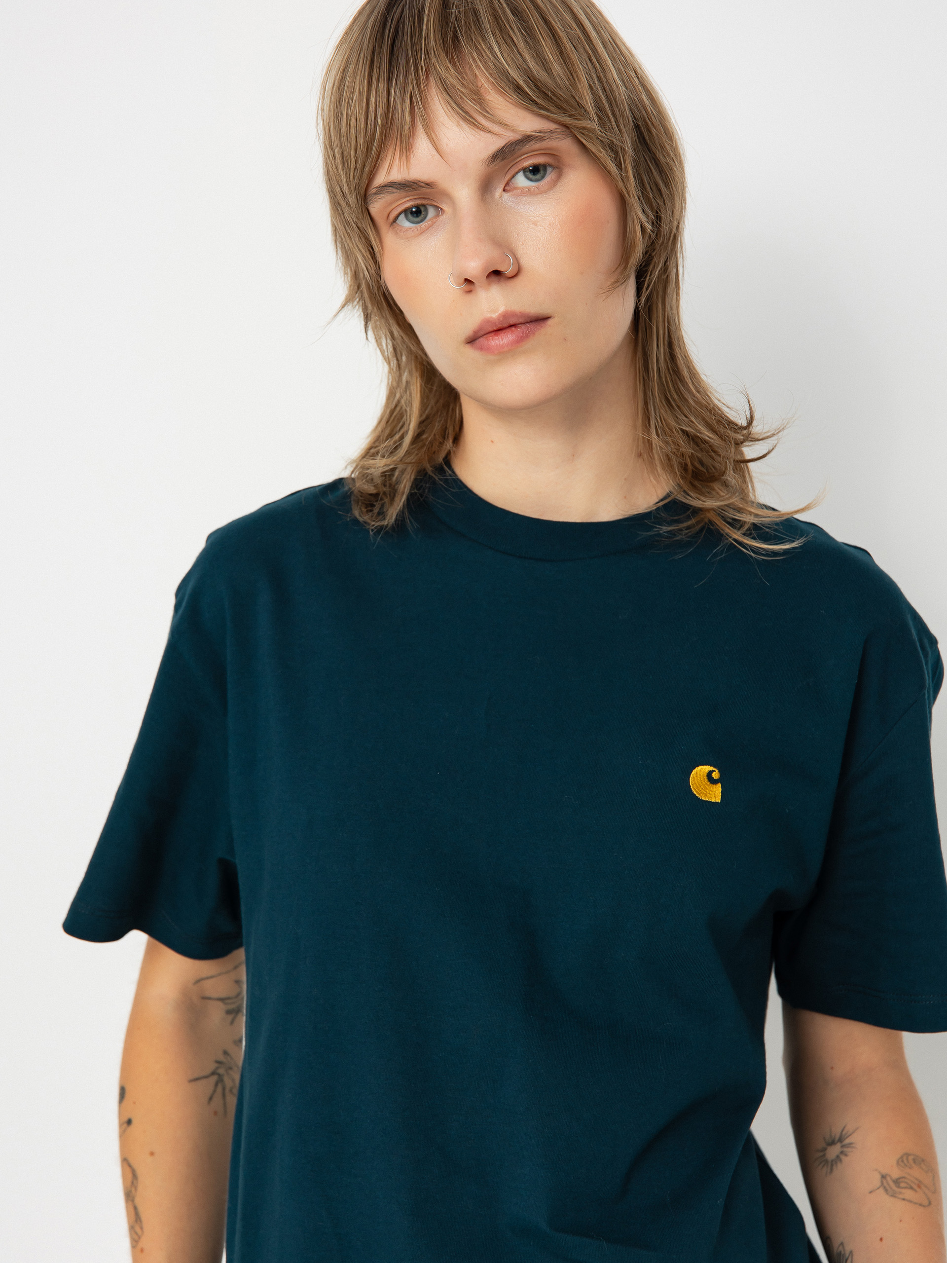 Tričko Carhartt WIP Chase Wmn (duck blue/gold)