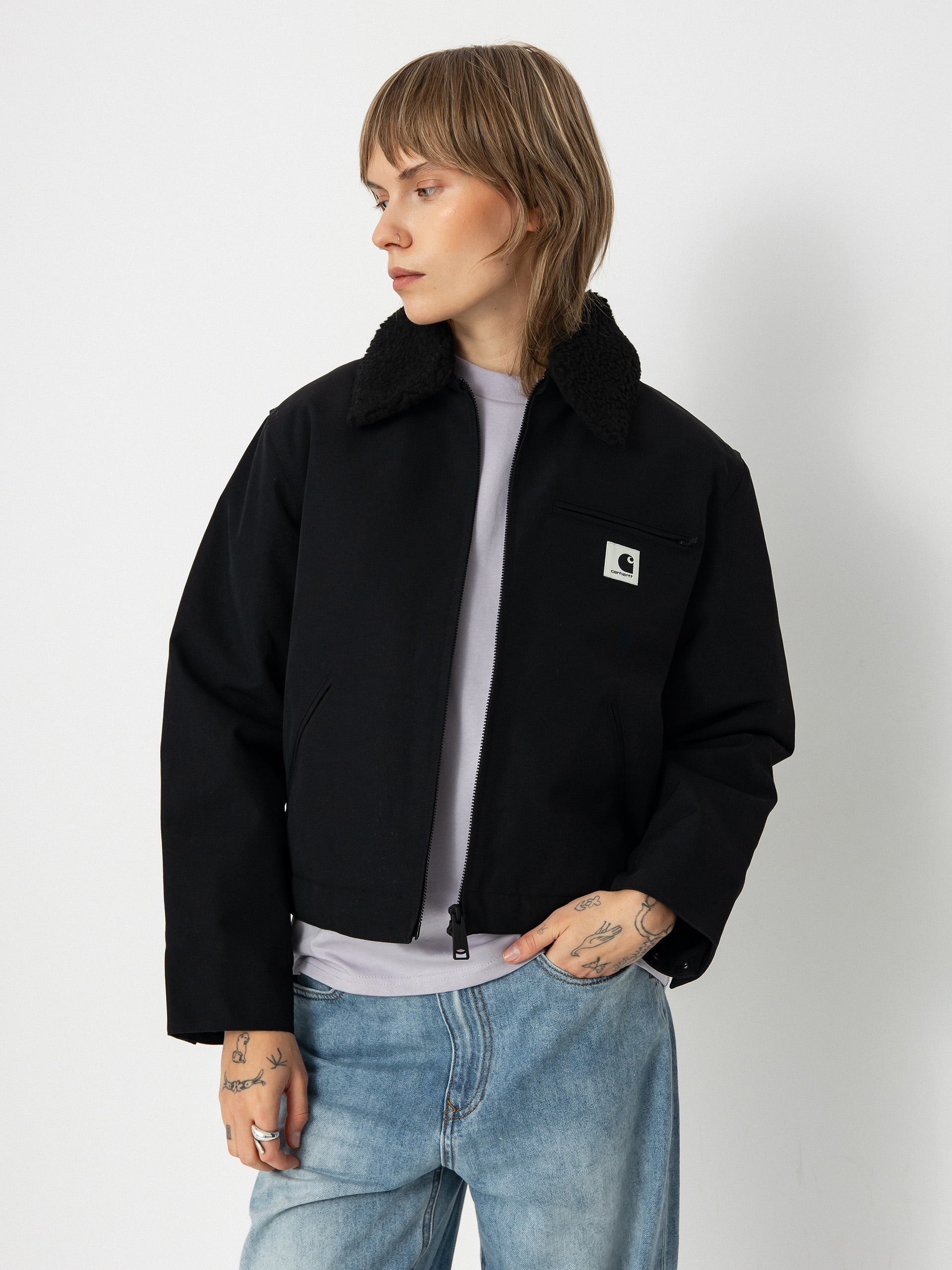 Bunda Carhartt WIP Newkirk Wmn (black/camo leo/tamarind)