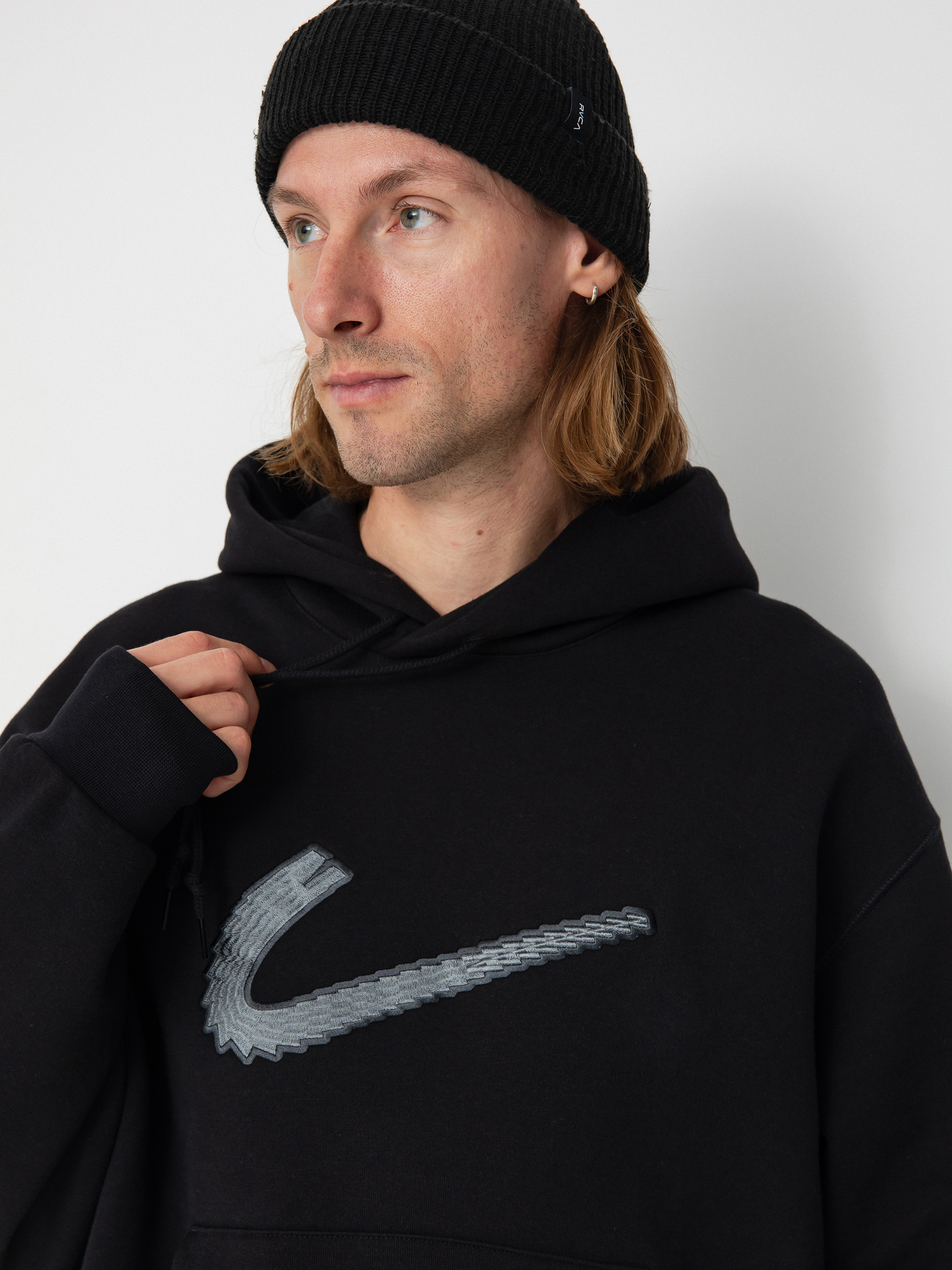 Mikina s kapucňou Nike SB Flc N Swoosh HD (black/white)