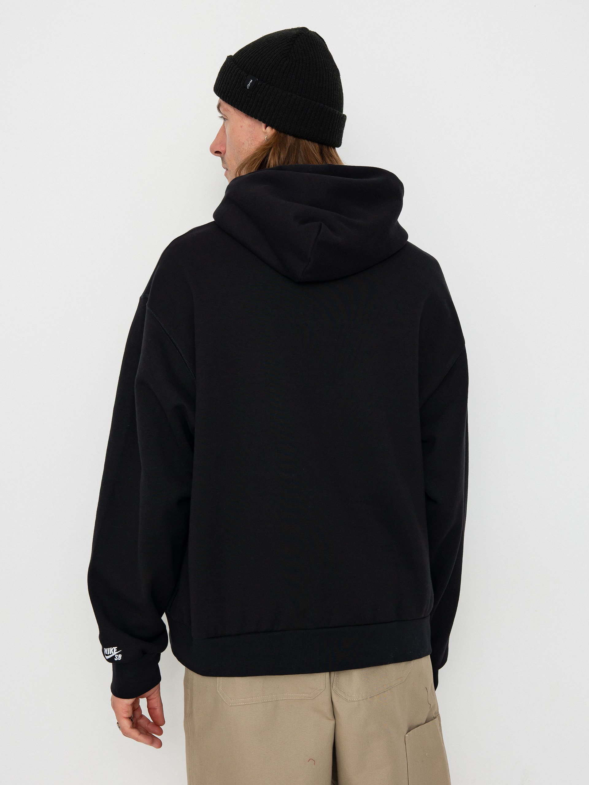 Mikina s kapucňou Nike SB Flc N Swoosh HD (black/white)