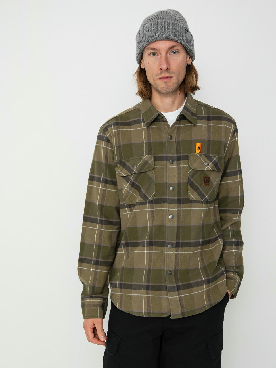 Košeľa Brixton Builders Bowery Str Wr Ls (dill/olive surplus/washed blac)