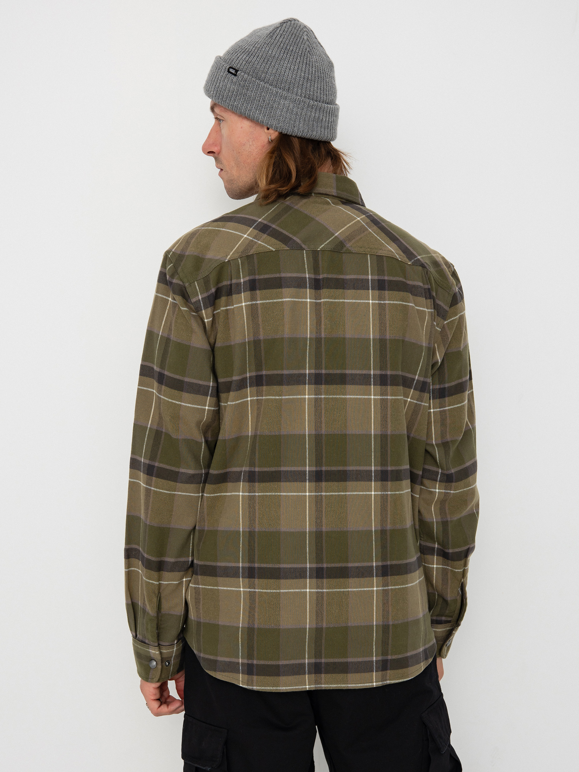Košeľa Brixton Builders Bowery Str Wr Ls (dill/olive surplus/washed blac)