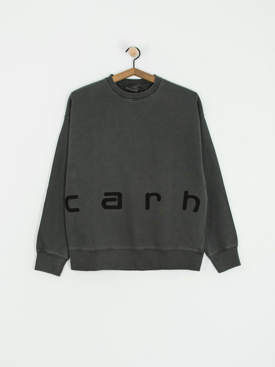 Mikina s kapucňou Carhartt WIP Felt Script (black/black garment dyed)