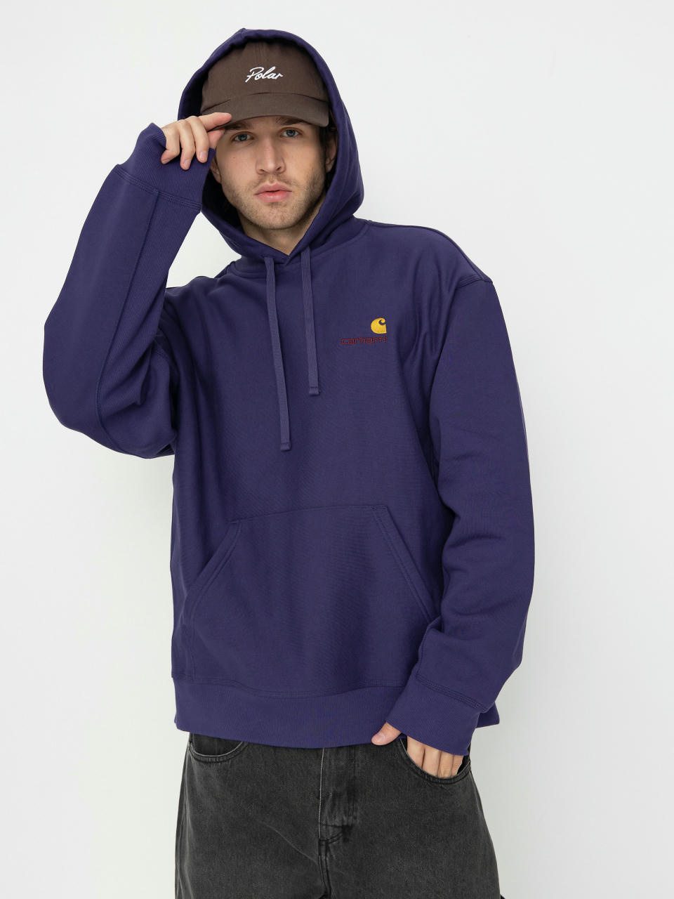 Mikina s kapucňou Carhartt WIP American Script HD (aura)