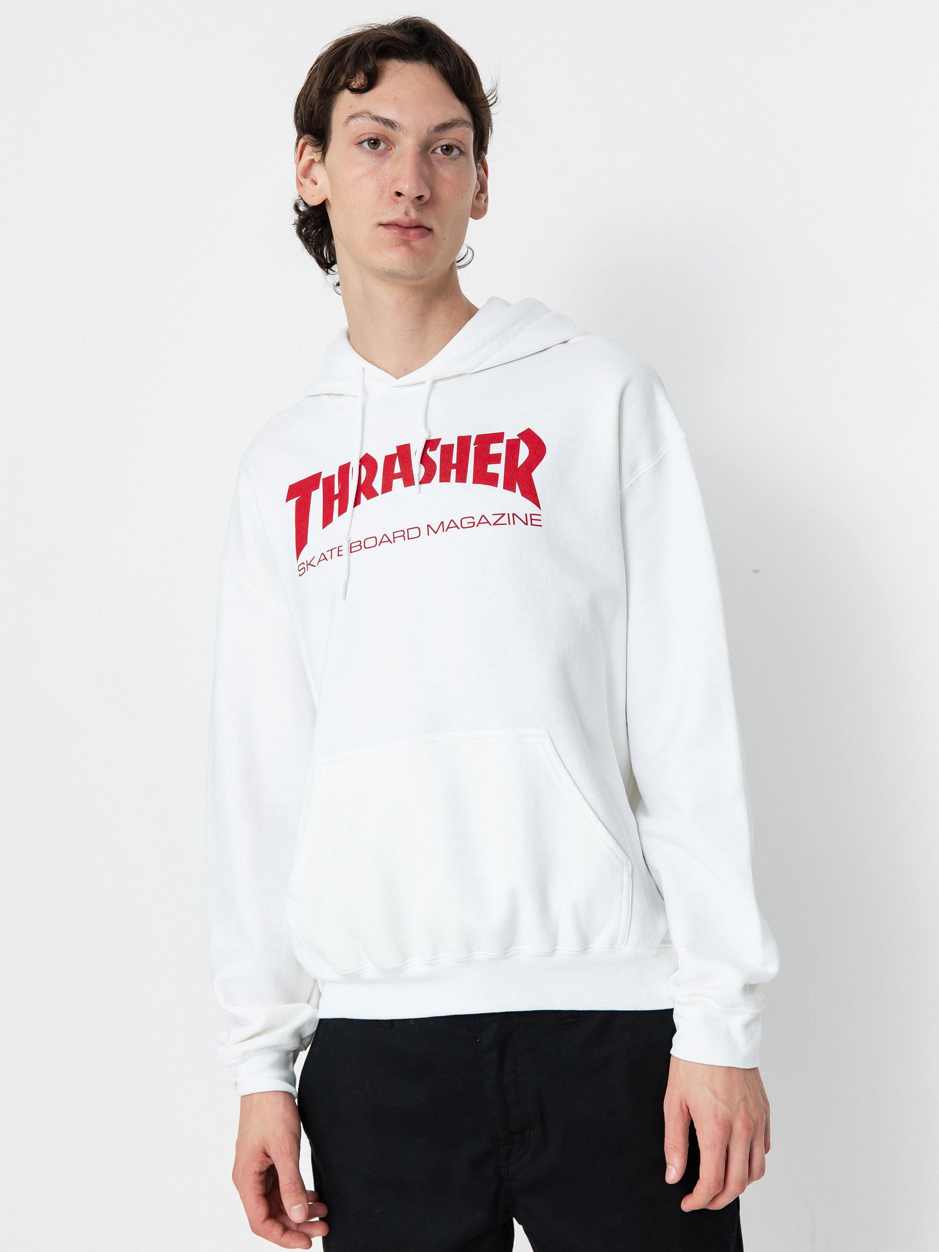 Mikina s kapucňou Thrasher Skate Mag HD (white/red)